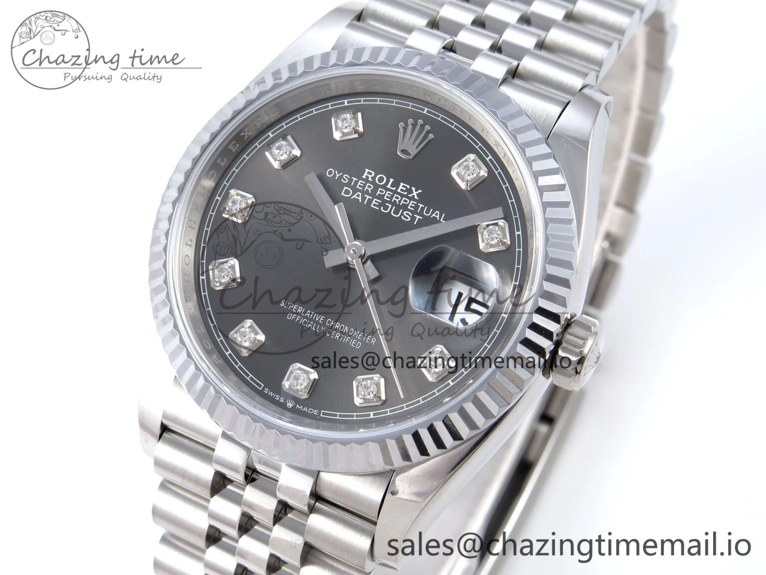 DateJust 36 126234 QF+ 1:1 Best Edition 904L Steel Gray Diamonds Dial on SS Jubilee Bracelet VR3235