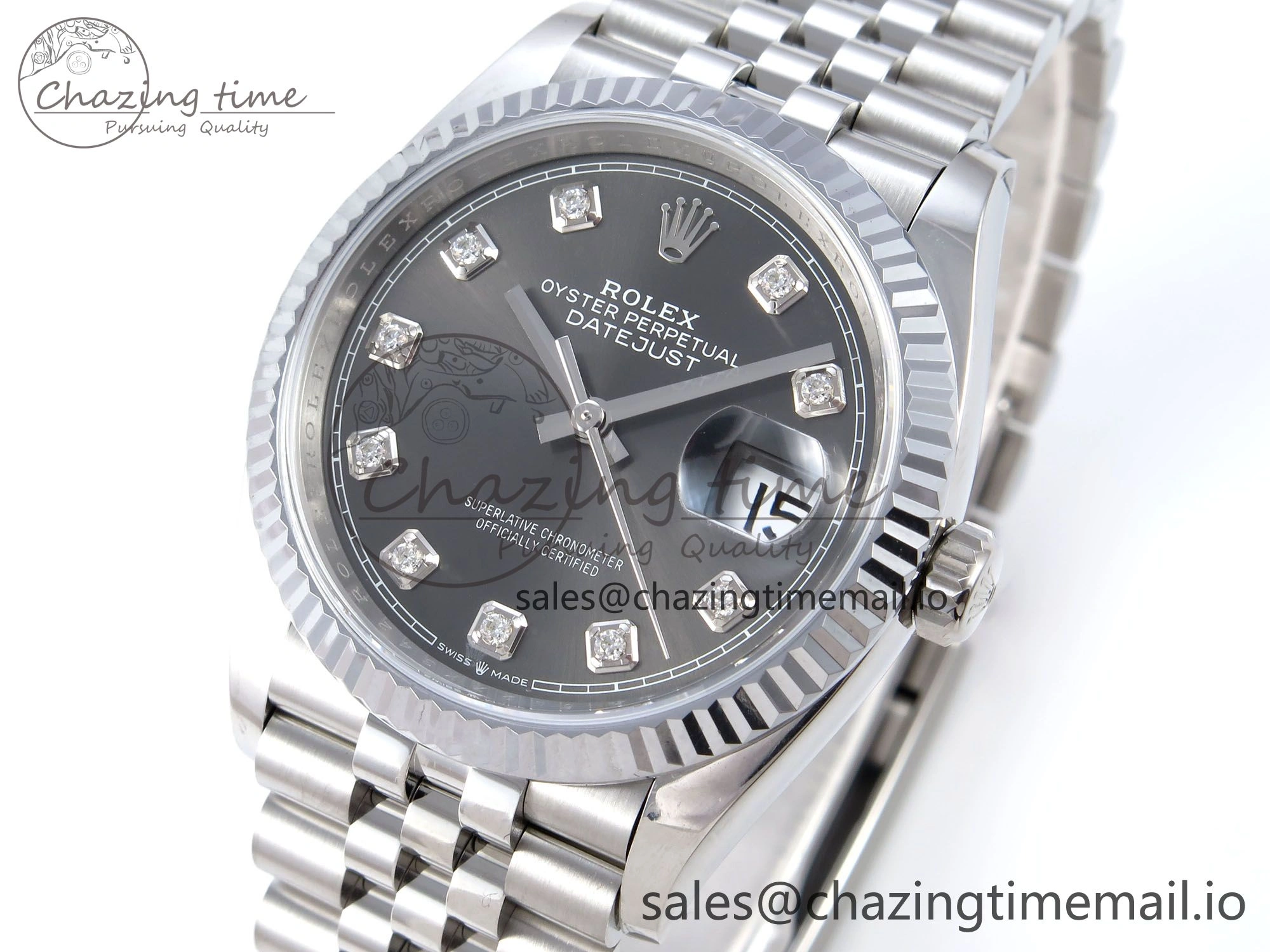 DateJust 36 126234 QF+ 1:1 Best Edition 904L Steel Gray Diamonds Dial on SS Jubilee Bracelet VR3235