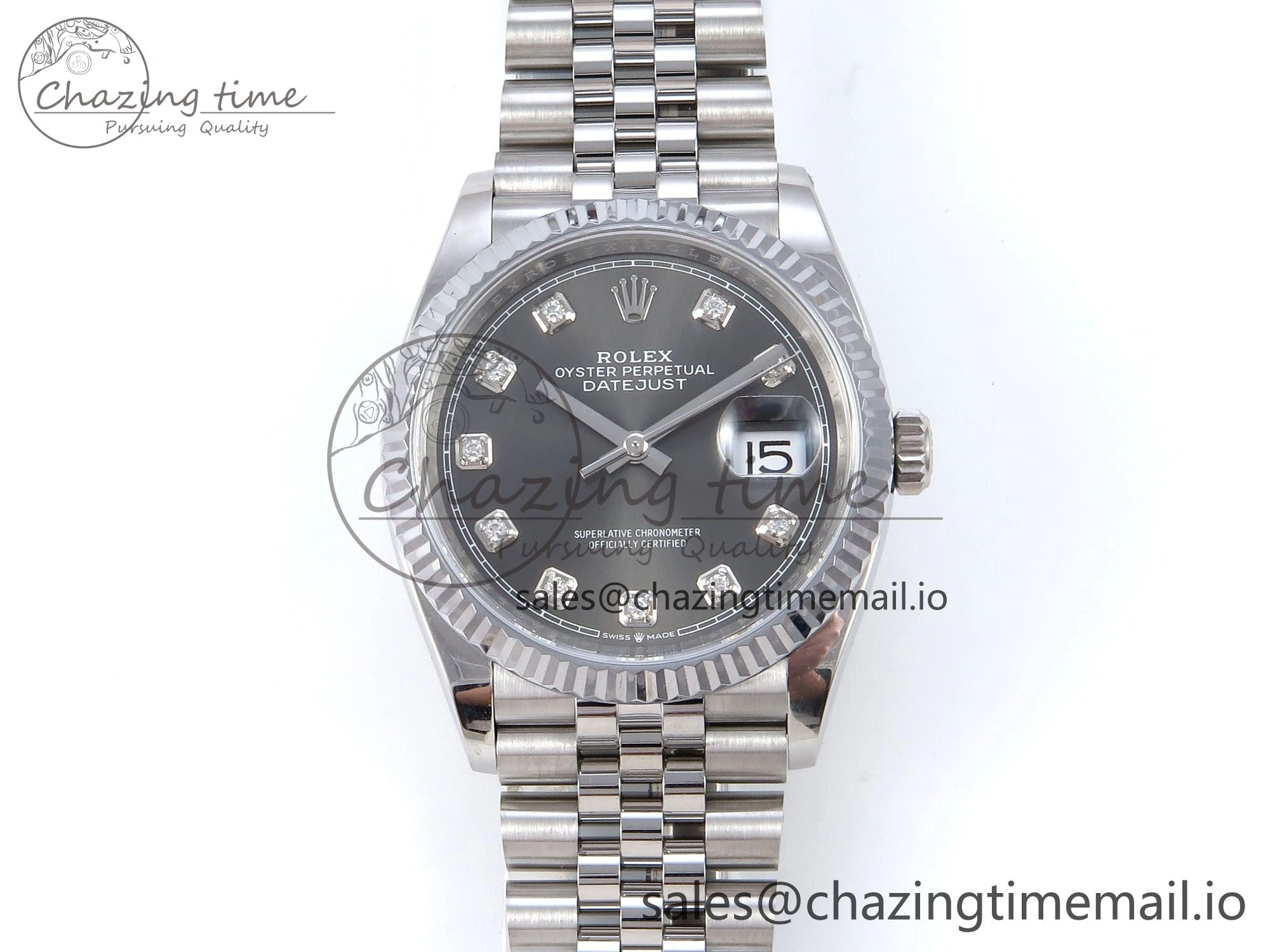 DateJust 36 126234 QF+ 1:1 Best Edition 904L Steel Gray Diamonds Dial on SS Jubilee Bracelet VR3235