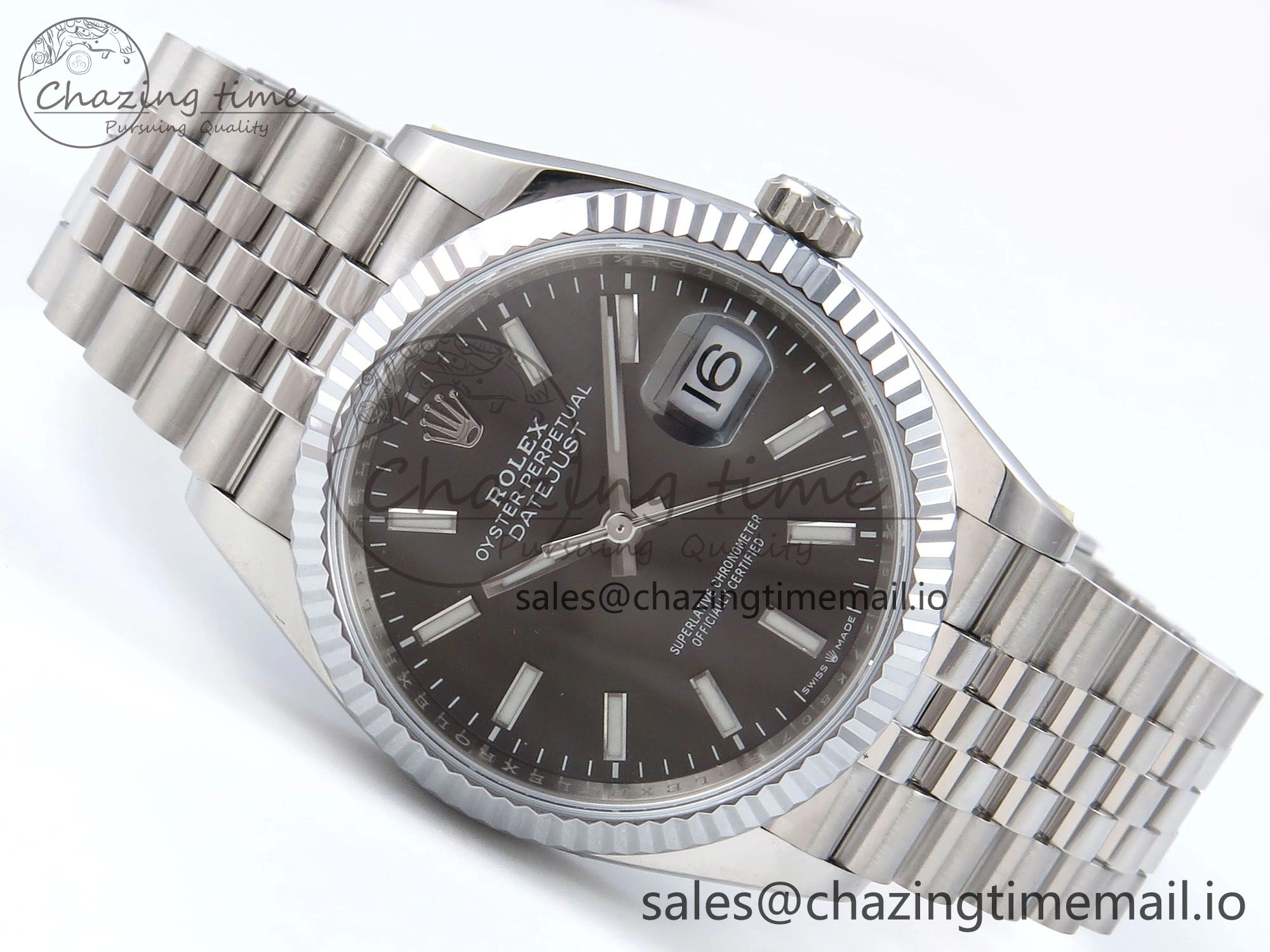 DateJust 36 126234 QF+ 1:1 Best Edition 904L Steel Gray Stick Dial on SS Jubilee Bracelet VR3235