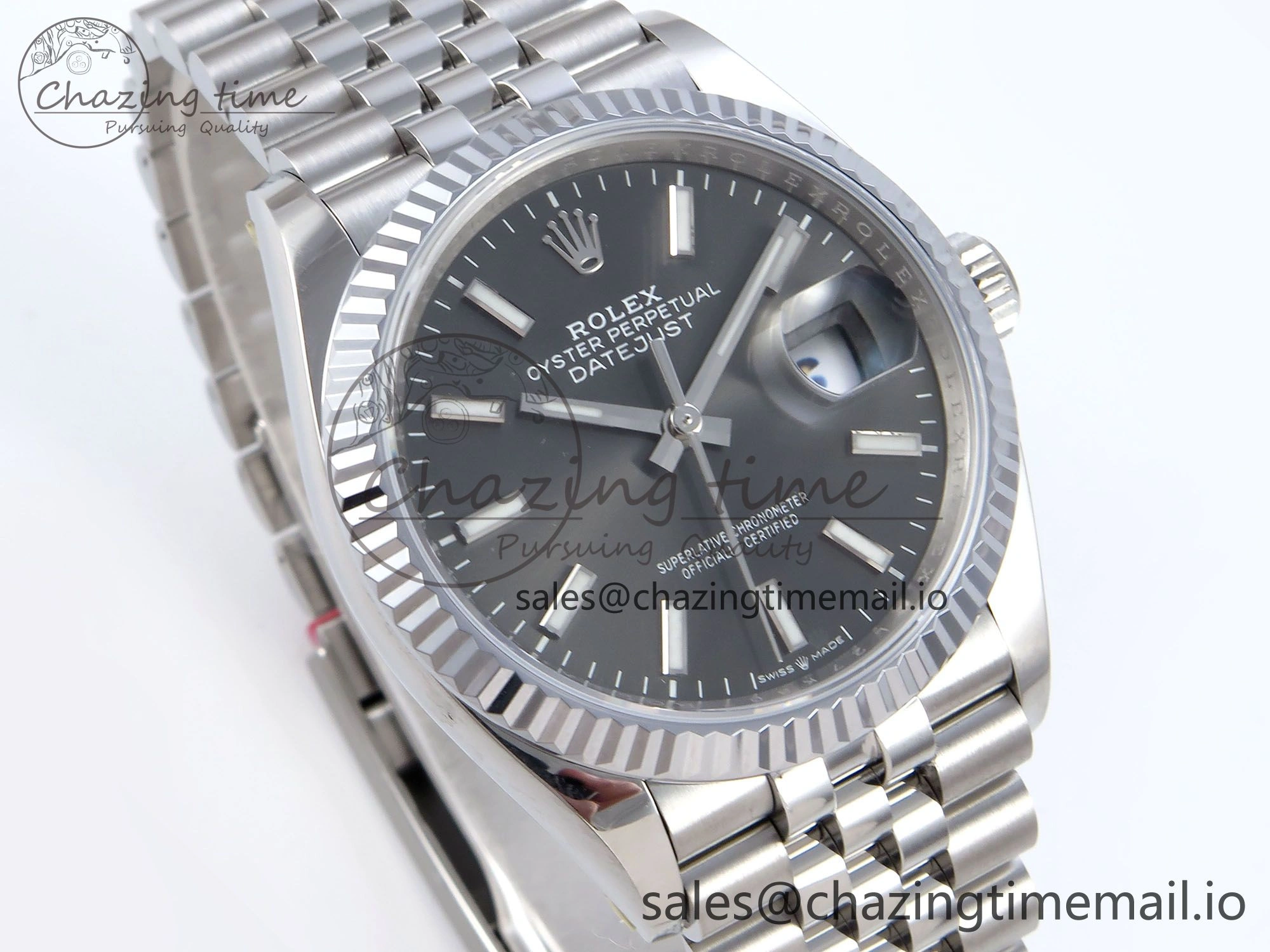 DateJust 36 126234 QF+ 1:1 Best Edition 904L Steel Gray Stick Dial on SS Jubilee Bracelet VR3235