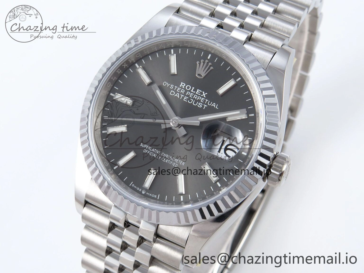 DateJust 36 126234 QF+ 1:1 Best Edition 904L Steel Gray Stick Dial on SS Jubilee Bracelet VR3235
