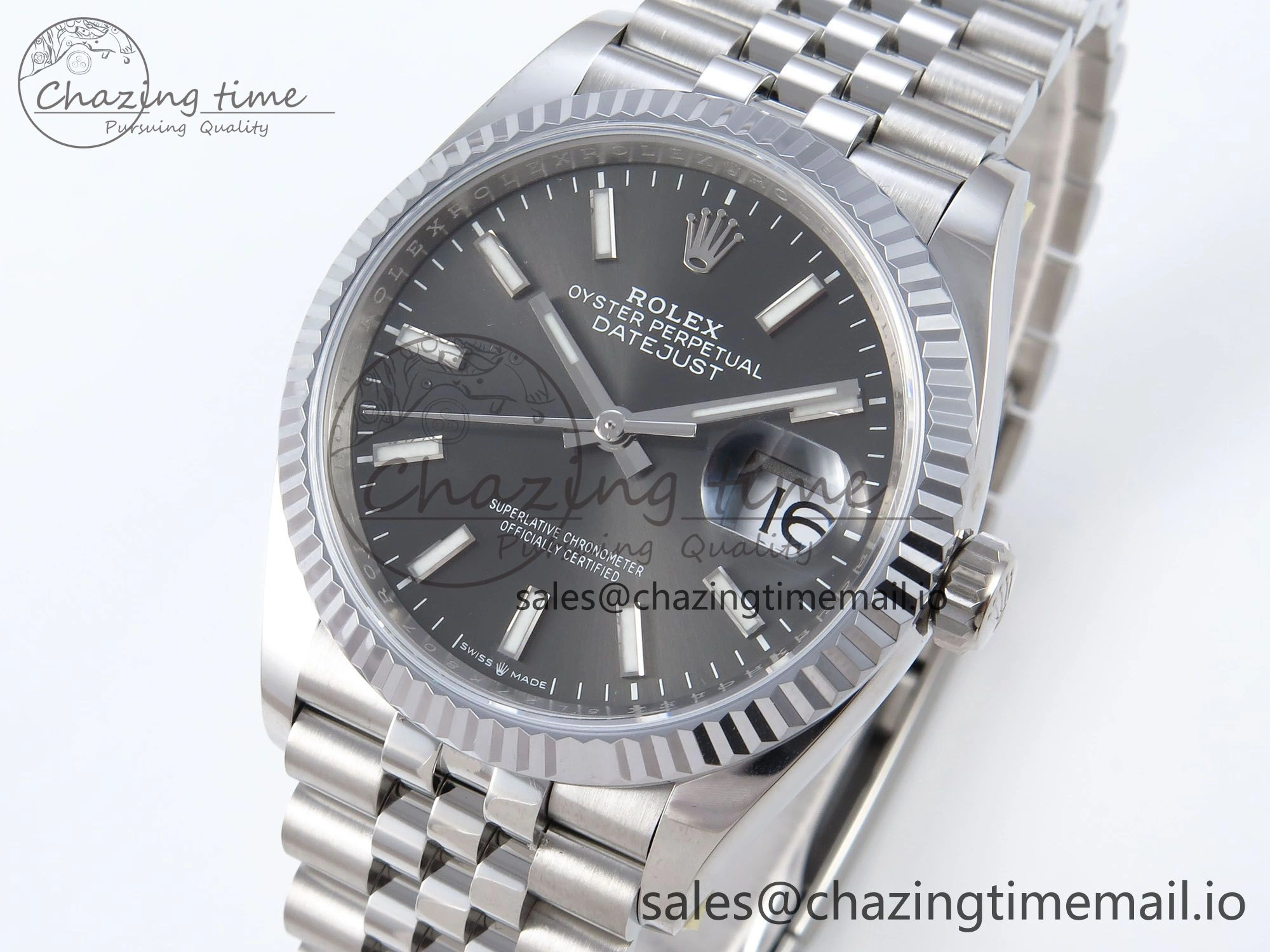 DateJust 36 126234 QF+ 1:1 Best Edition 904L Steel Gray Stick Dial on SS Jubilee Bracelet VR3235