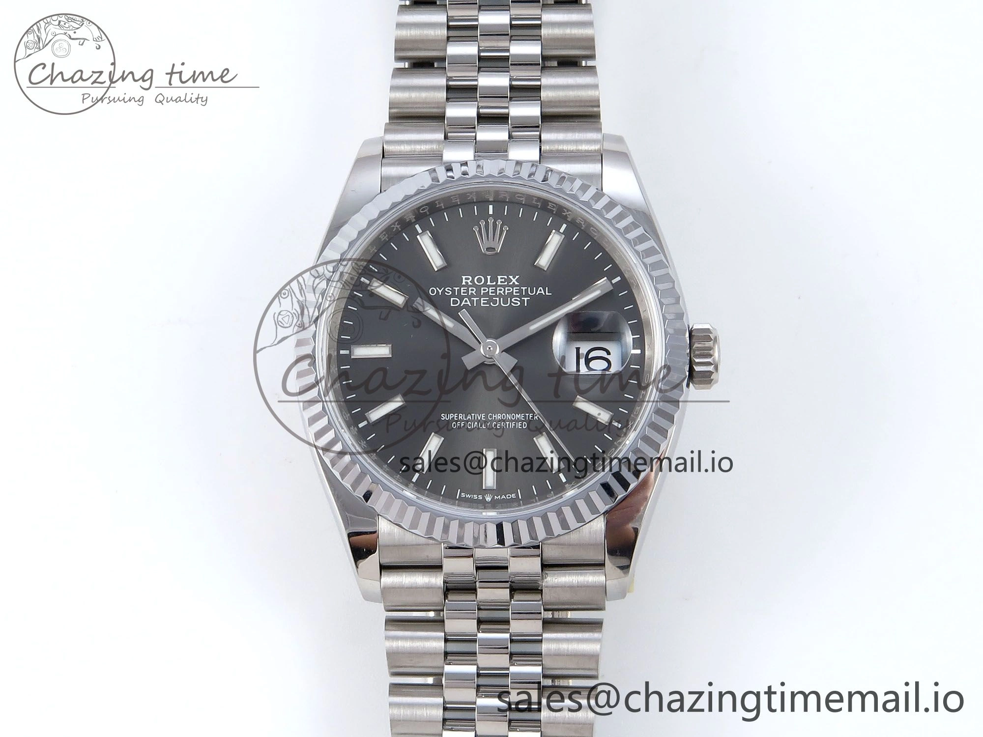 DateJust 36 126234 QF+ 1:1 Best Edition 904L Steel Gray Stick Dial on SS Jubilee Bracelet VR3235