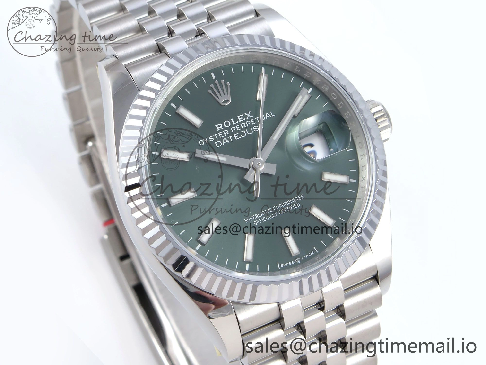 DateJust 36 126234 QF+ 1:1 Best Edition 904L Steel Green Stick Dial on SS Jubilee Bracelet VR3235