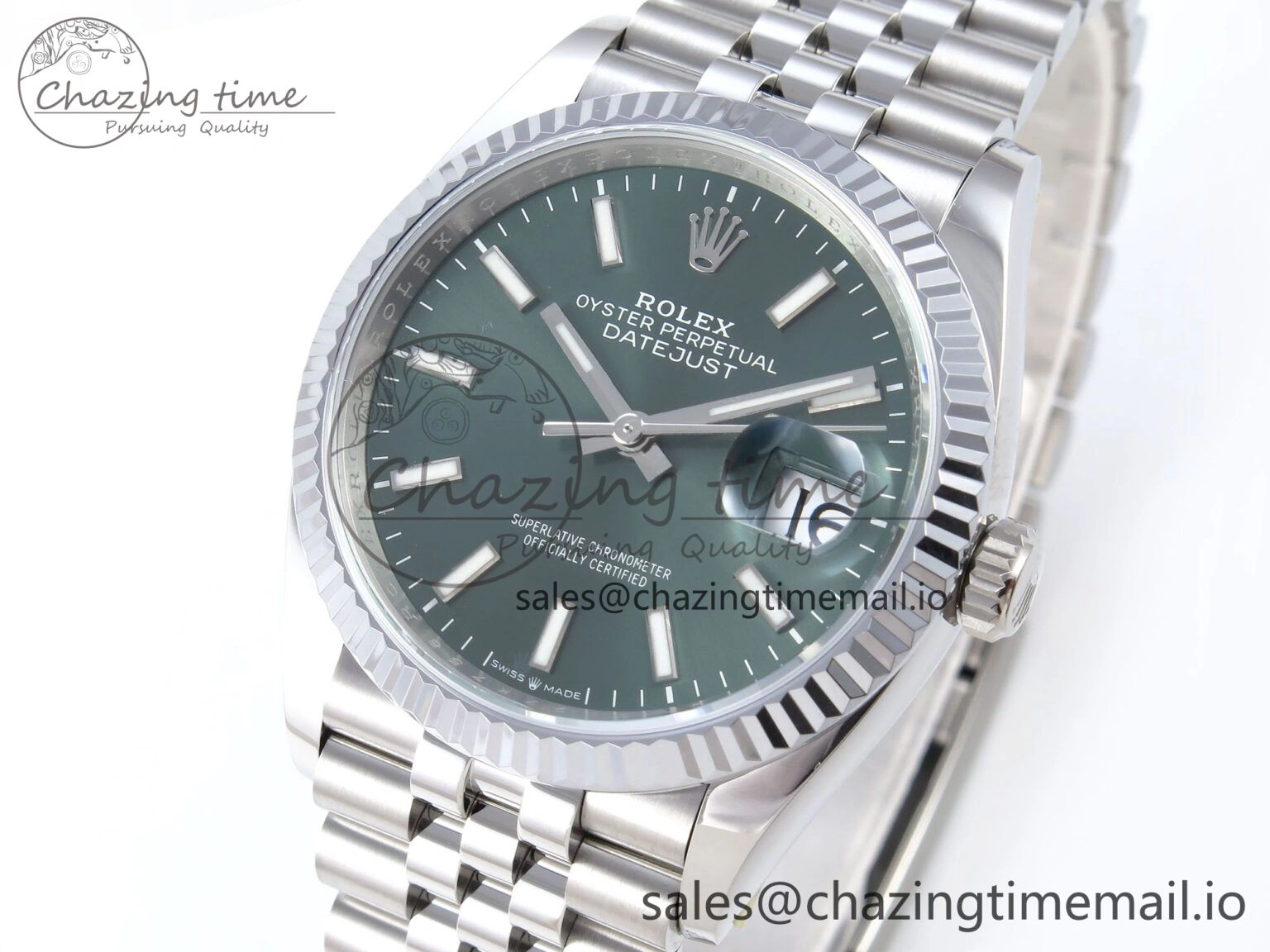 DateJust 36 126234 QF+ 1:1 Best Edition 904L Steel Green Stick Dial on SS Jubilee Bracelet VR3235
