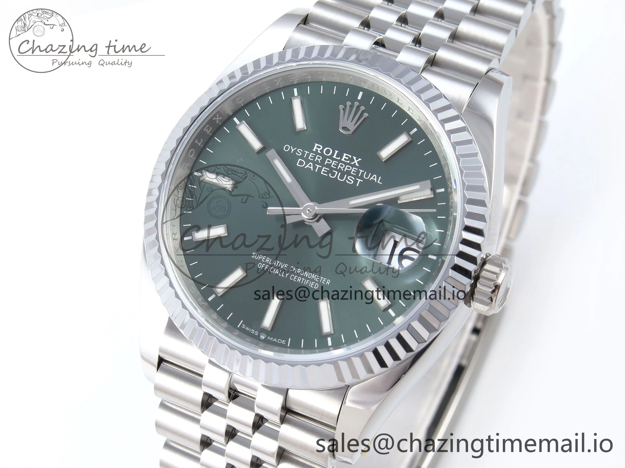 DateJust 36 126234 QF+ 1:1 Best Edition 904L Steel Green Stick Dial on SS Jubilee Bracelet VR3235