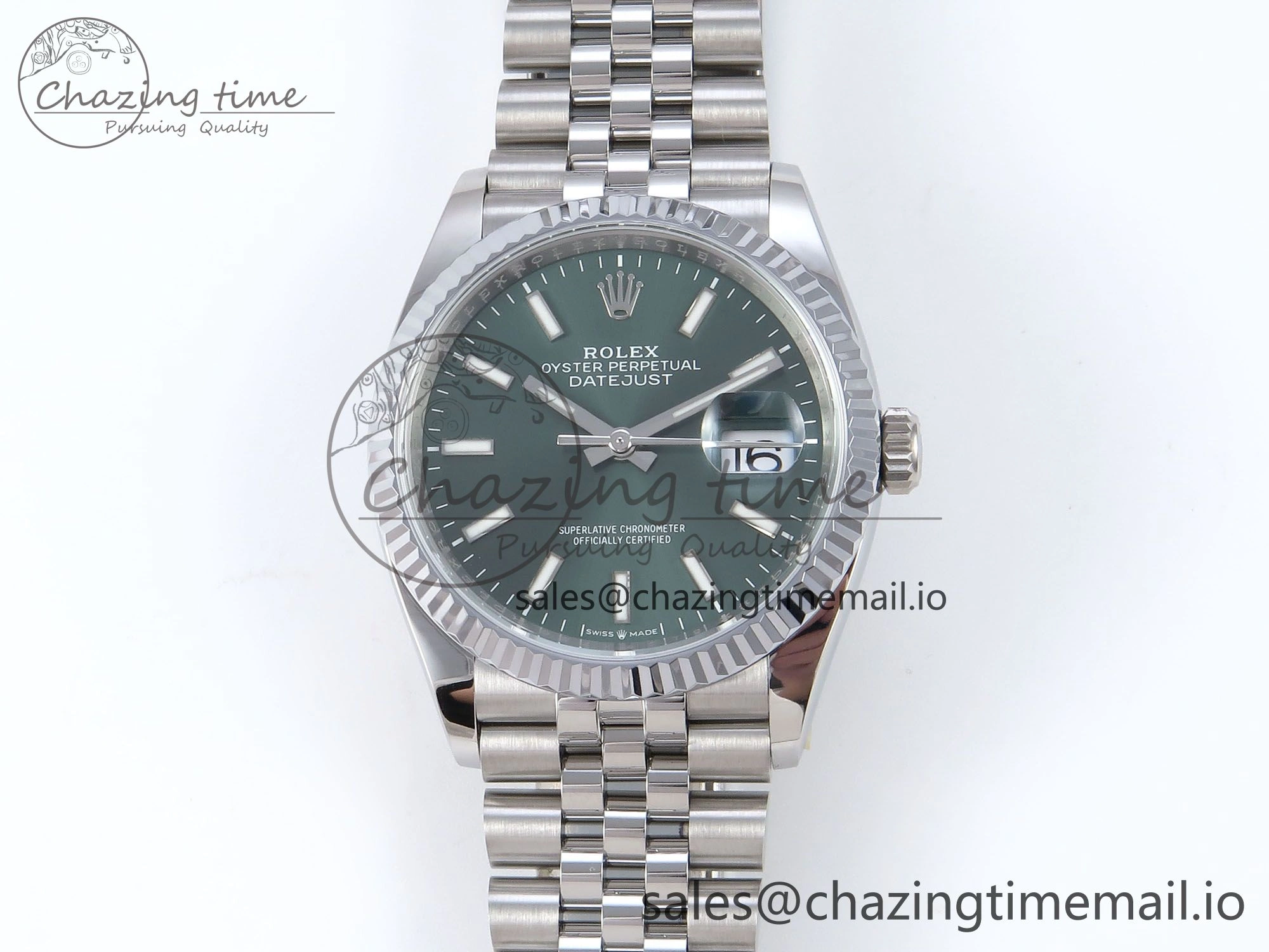 DateJust 36 126234 QF+ 1:1 Best Edition 904L Steel Green Stick Dial on SS Jubilee Bracelet VR3235
