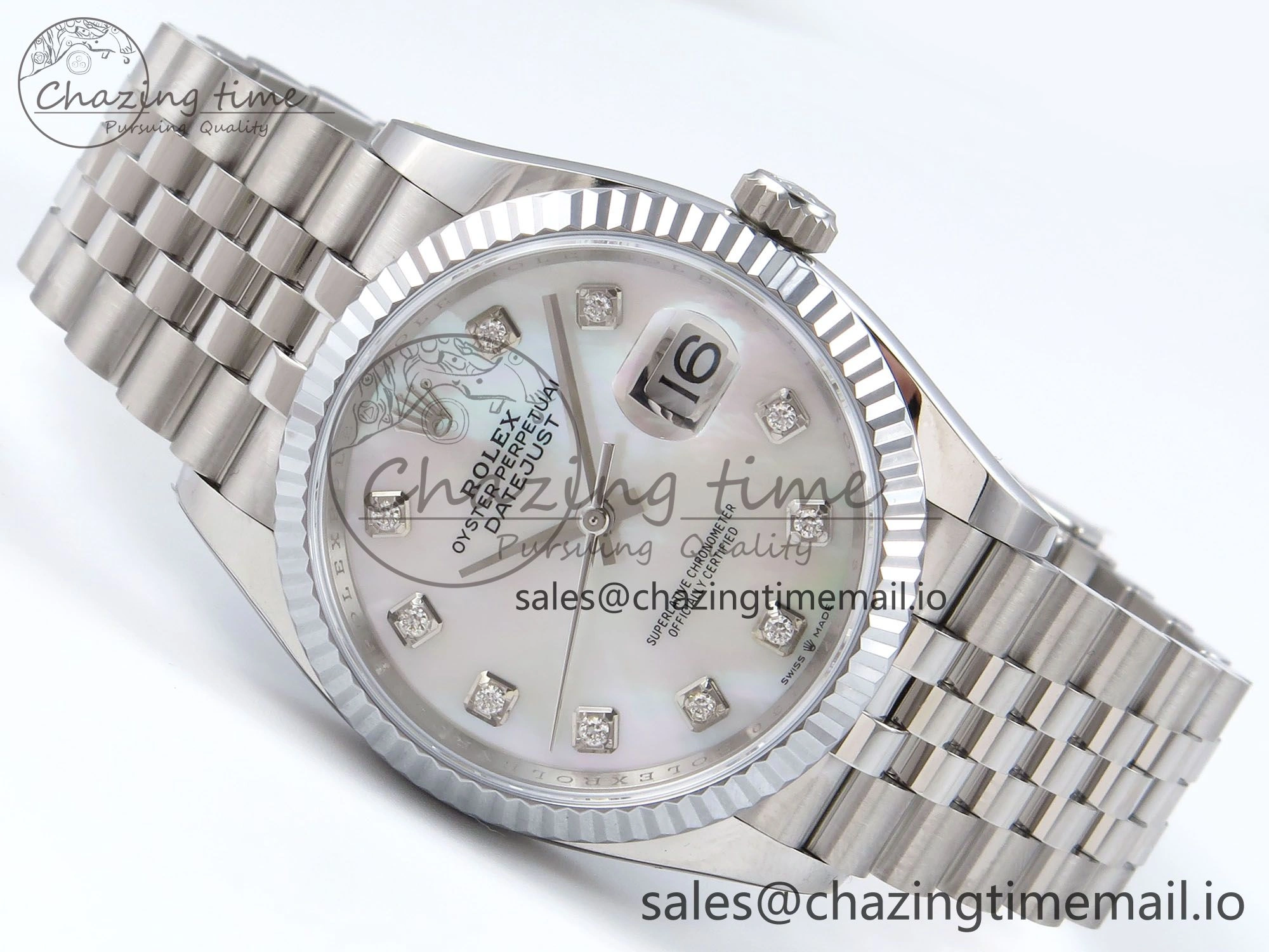 DateJust 36 126234 QF+ 1:1 Best Edition 904L Steel White MOP Diamonds Dial on SS Jubilee Bracelet VR3235