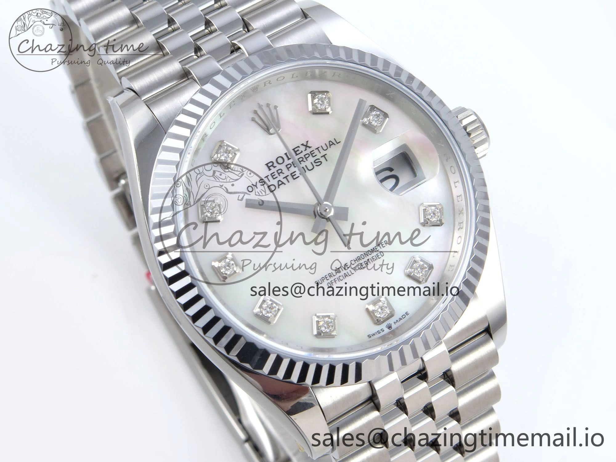 DateJust 36 126234 QF+ 1:1 Best Edition 904L Steel White MOP Diamonds Dial on SS Jubilee Bracelet VR3235