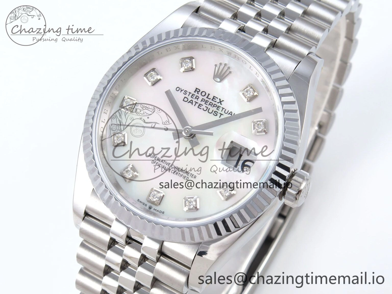 DateJust 36 126234 QF+ 1:1 Best Edition 904L Steel White MOP Diamonds Dial on SS Jubilee Bracelet VR3235