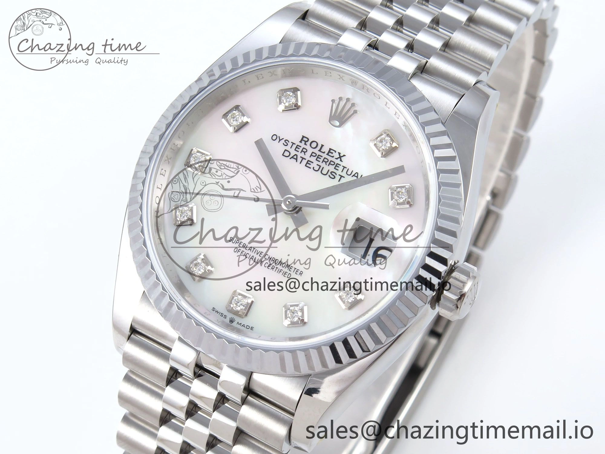 DateJust 36 126234 QF+ 1:1 Best Edition 904L Steel White MOP Diamonds Dial on SS Jubilee Bracelet VR3235