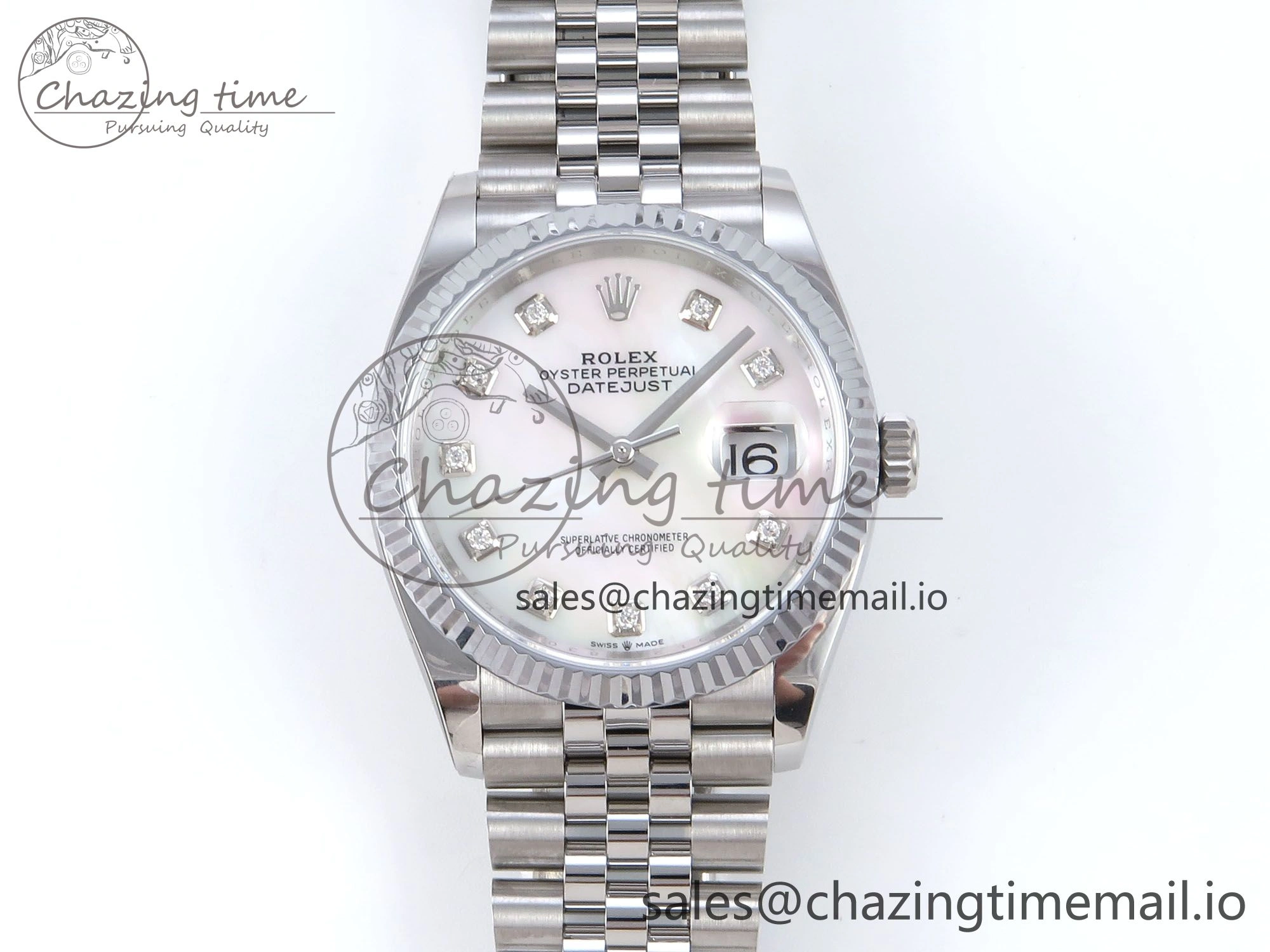 DateJust 36 126234 QF+ 1:1 Best Edition 904L Steel White MOP Diamonds Dial on SS Jubilee Bracelet VR3235