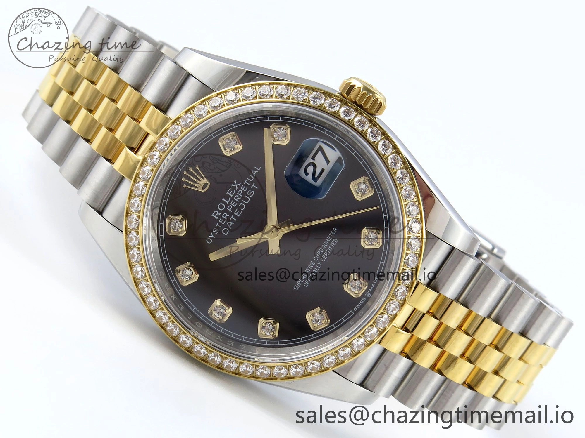 DateJust 36 126283RBR EWEF Best Edition Black Diamonds Dial on SS YG Jubilee Bracelet A3235