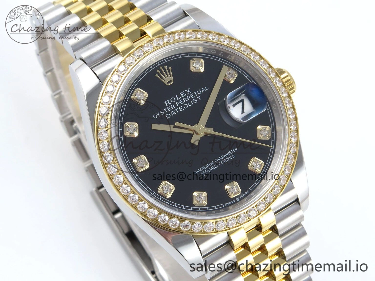 DateJust 36 126283RBR EWEF Best Edition Black Diamonds Dial on SS YG Jubilee Bracelet A3235