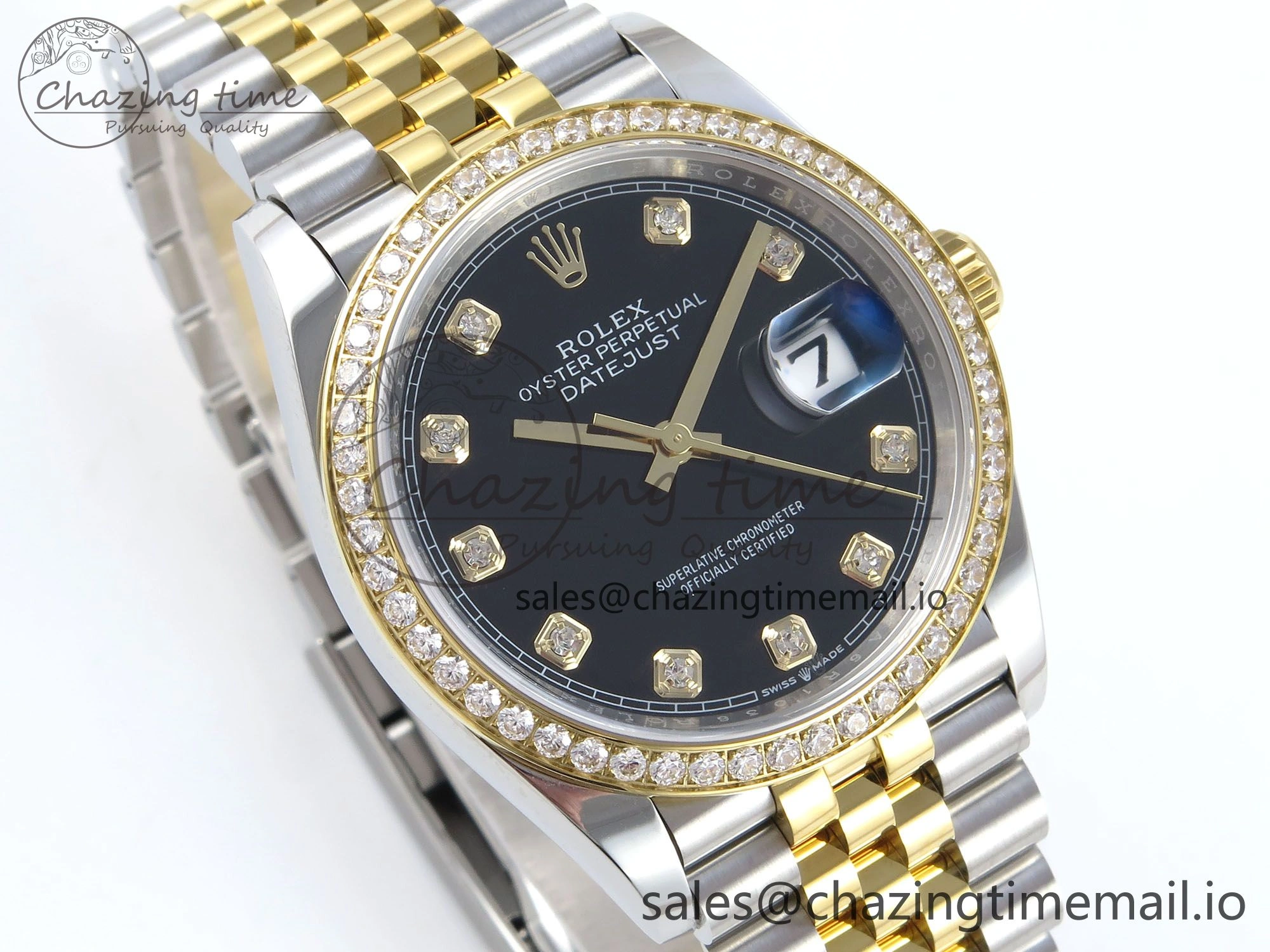 DateJust 36 126283RBR EWEF Best Edition Black Diamonds Dial on SS YG Jubilee Bracelet A3235