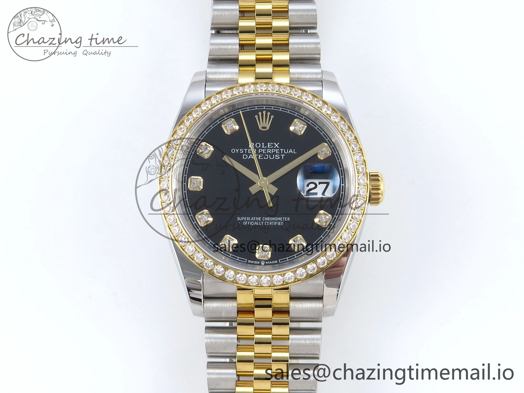 DateJust 36 126283RBR EWEF Best Edition Black Diamonds Dial on SS YG Jubilee Bracelet A3235