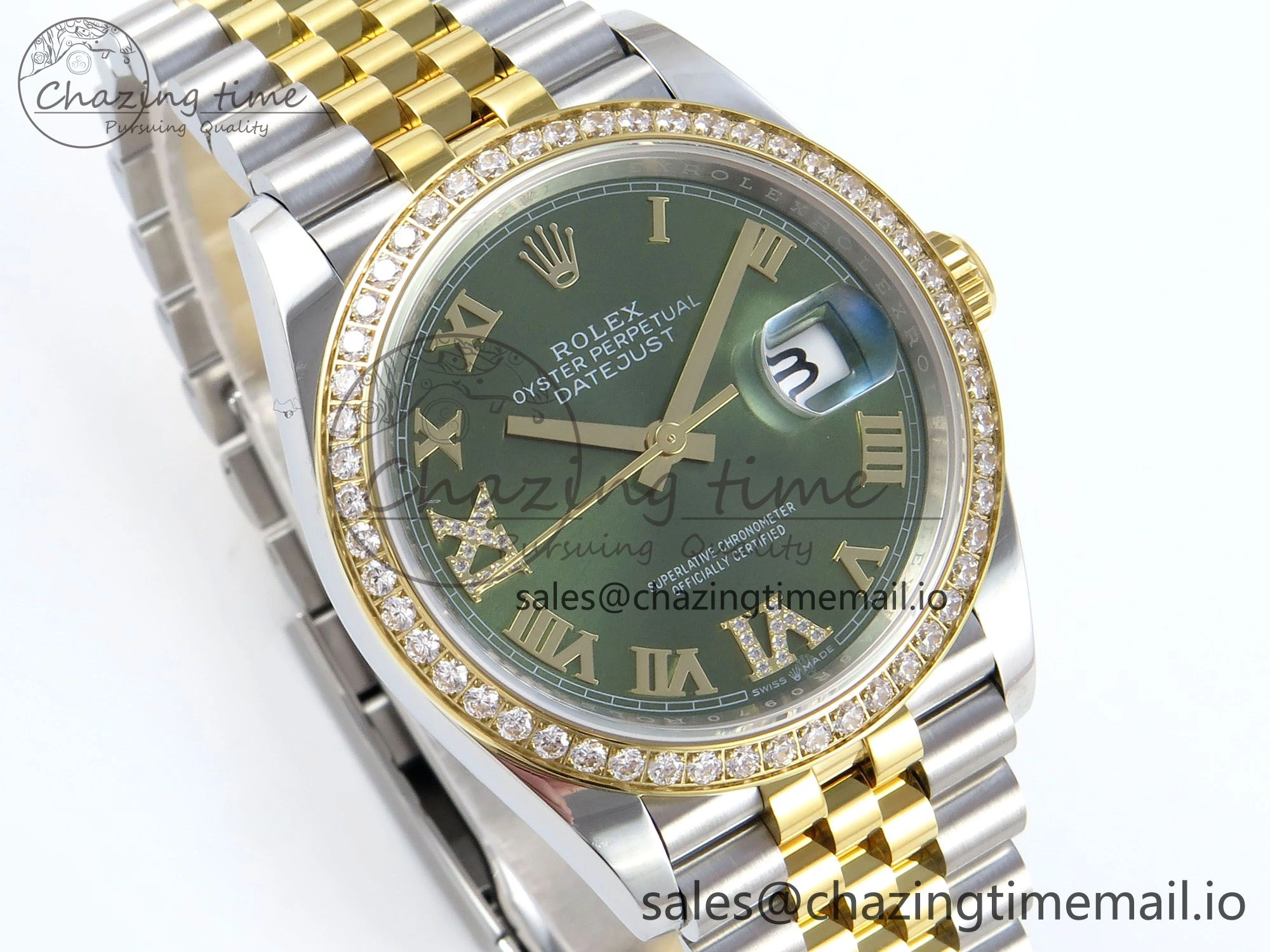DateJust 36 126283RBR EWEF Best Edition Green Roman Dial on SS YG Jubilee Bracelet A3235
