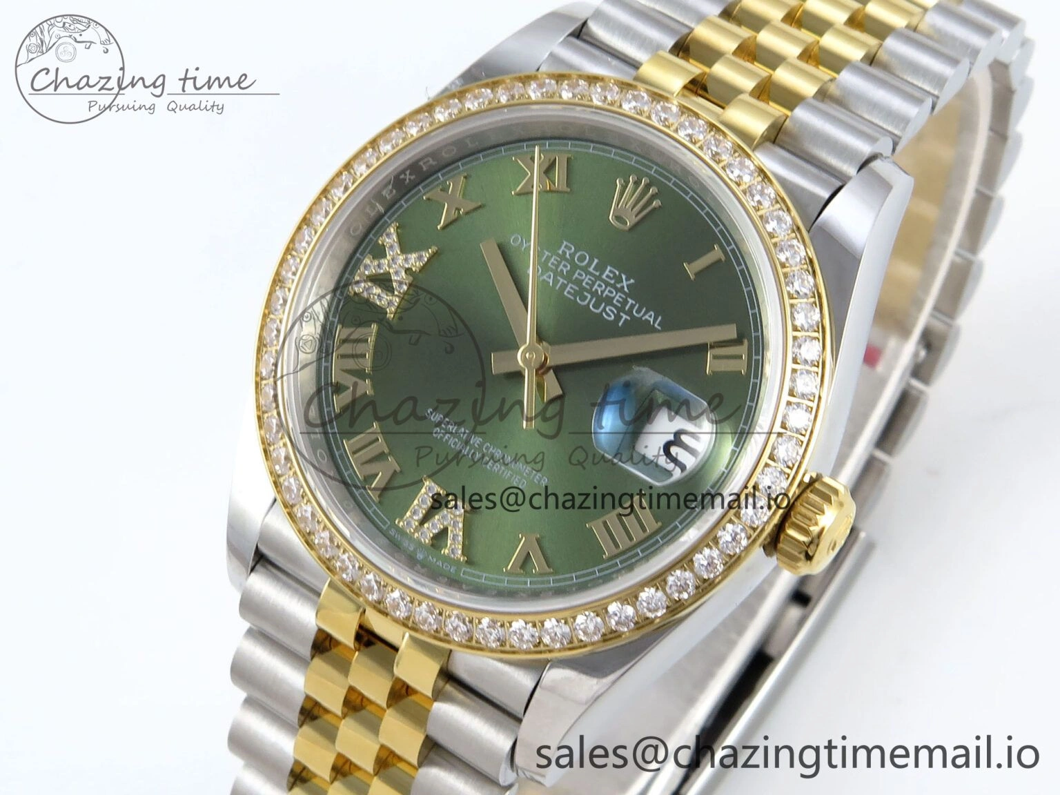 DateJust 36 126283RBR EWEF Best Edition Green Roman Dial on SS YG Jubilee Bracelet A3235