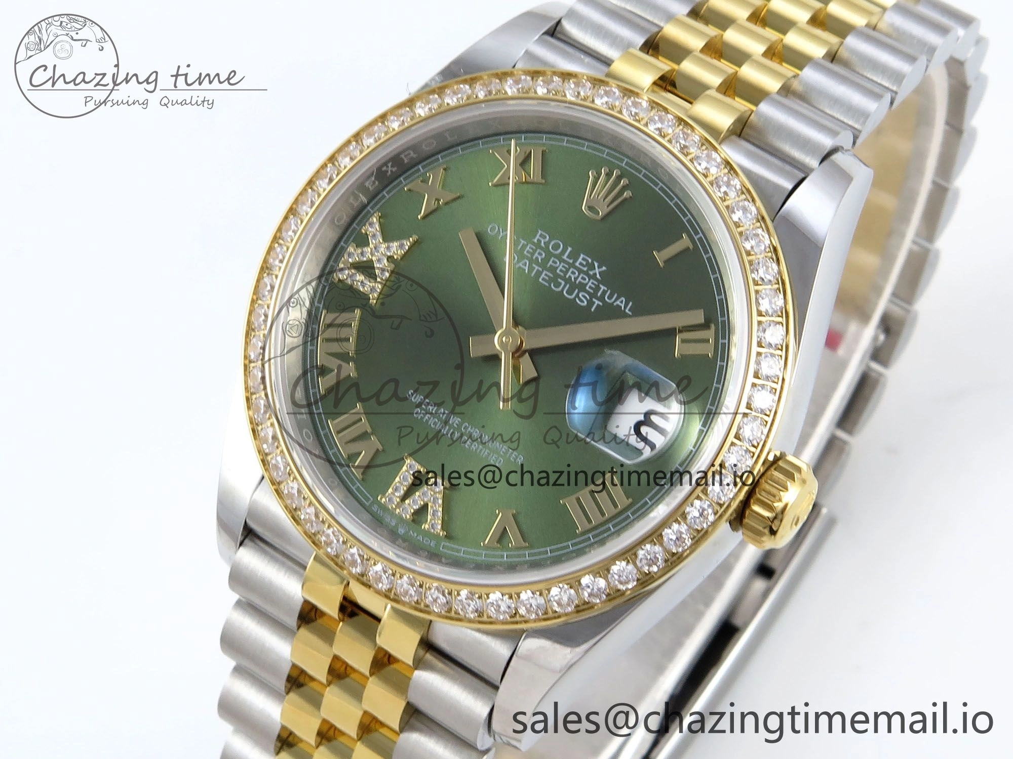 DateJust 36 126283RBR EWEF Best Edition Green Roman Dial on SS YG Jubilee Bracelet A3235