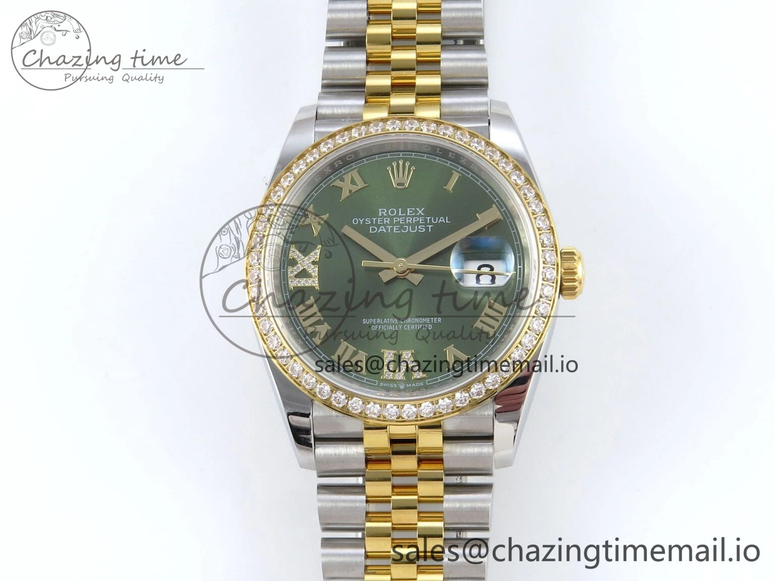 DateJust 36 126283RBR EWEF Best Edition Green Roman Dial on SS YG Jubilee Bracelet A3235