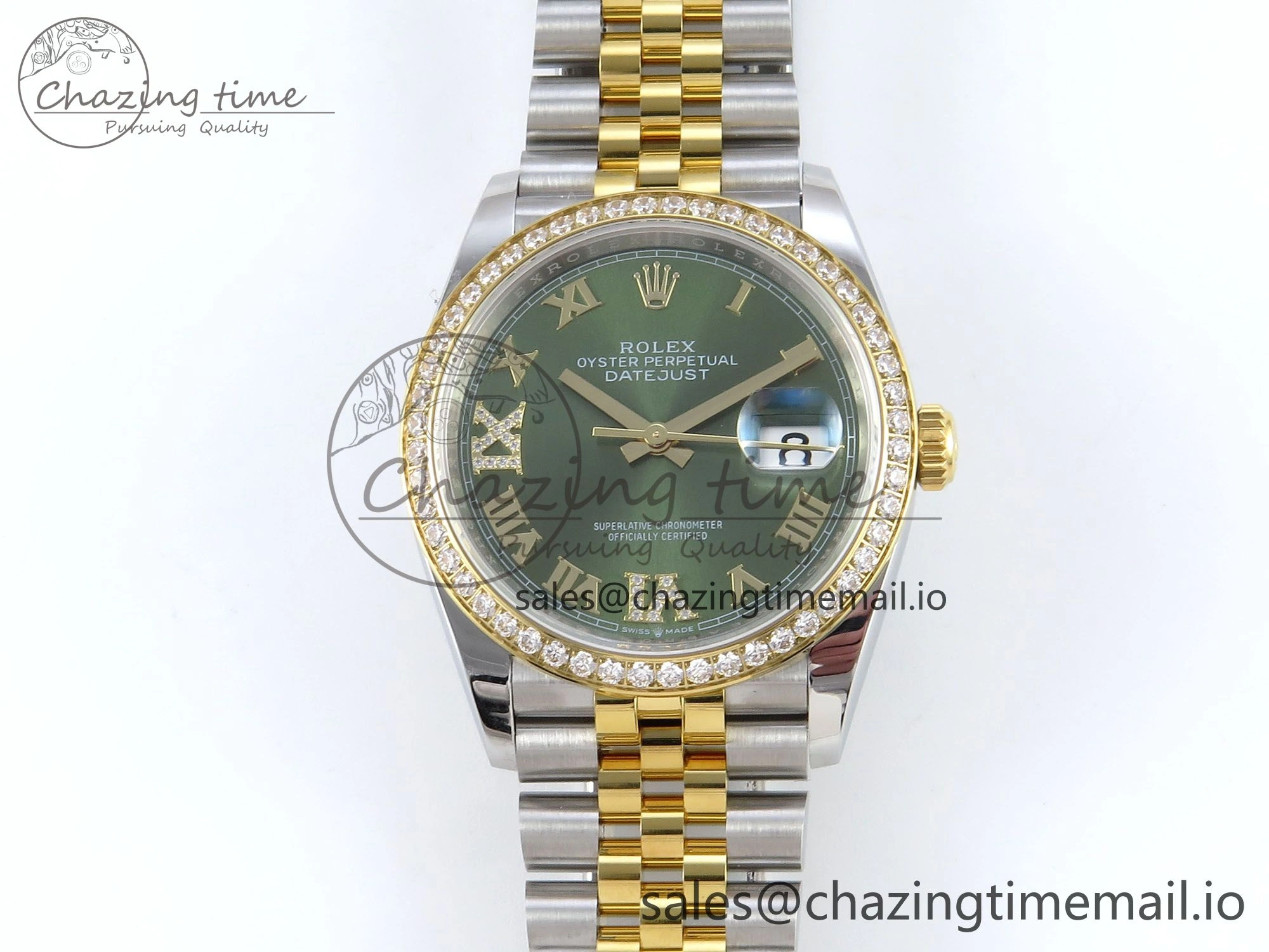 DateJust 36 126283RBR EWEF Best Edition Green Roman Dial on SS YG Jubilee Bracelet A3235