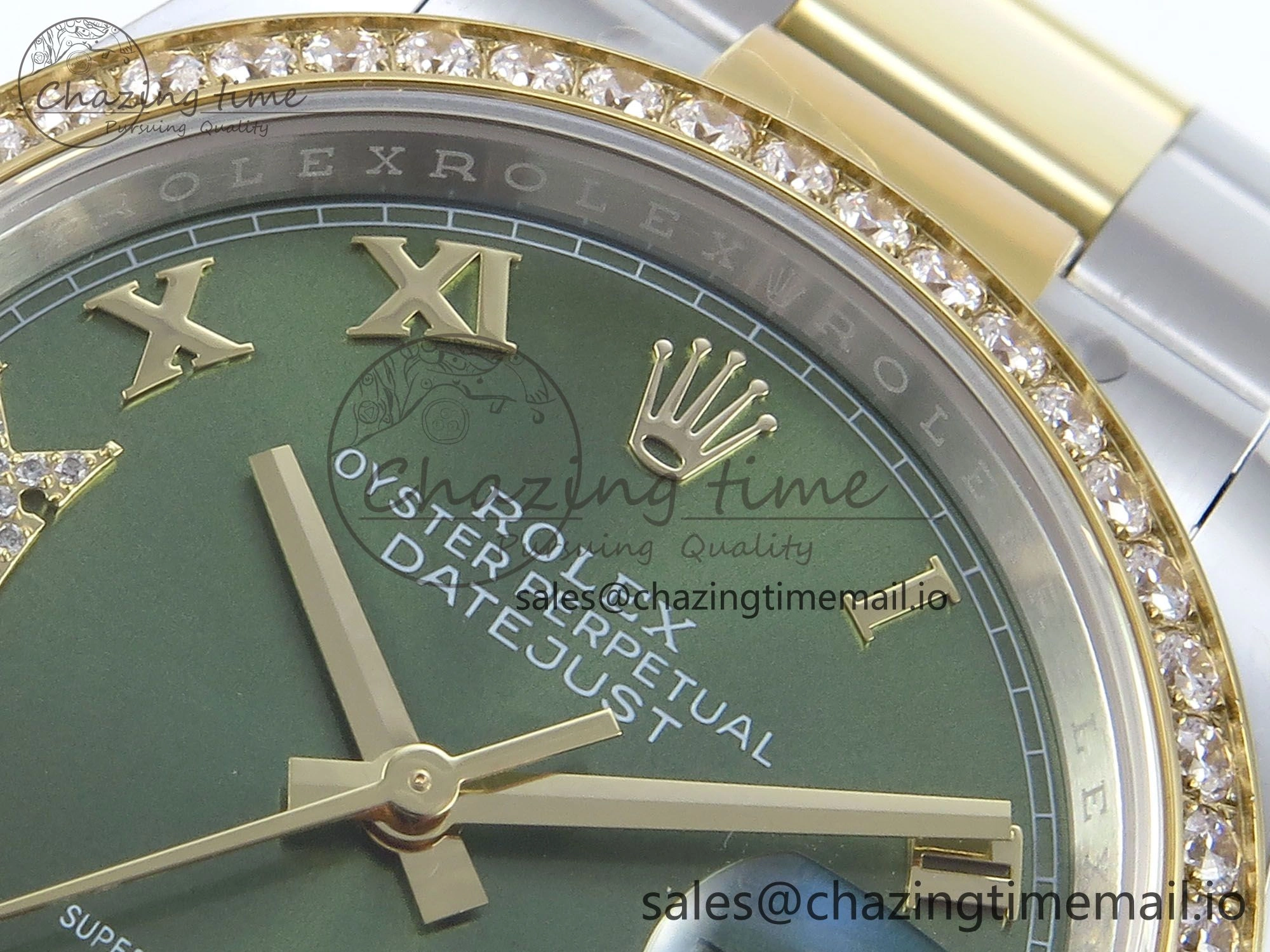 DateJust 36 126283RBR EWEF Best Edition Green Roman Diamonds Dial on SS YG Oyster Bracelet A3235