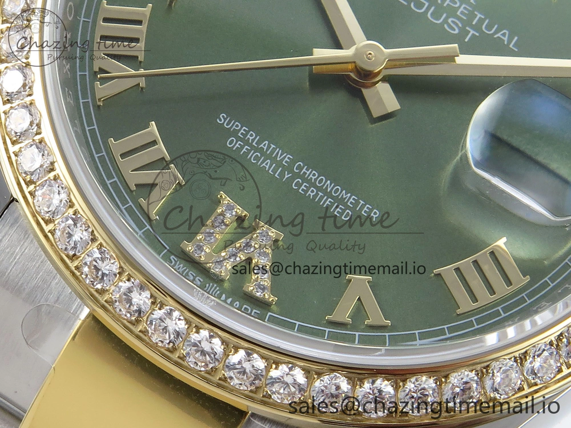 DateJust 36 126283RBR EWEF Best Edition Green Roman Diamonds Dial on SS YG Oyster Bracelet A3235