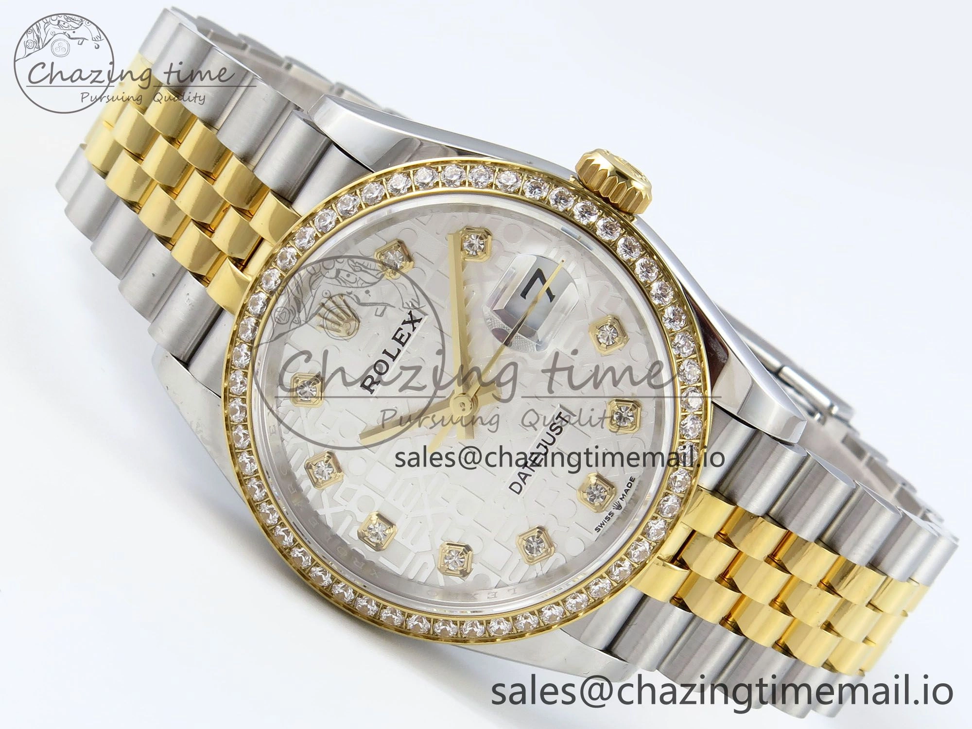 DateJust 36 126283RBR EWEF Best Edition Rolxx White Diamonds Dial on SS YG Jubilee Bracelet A3235