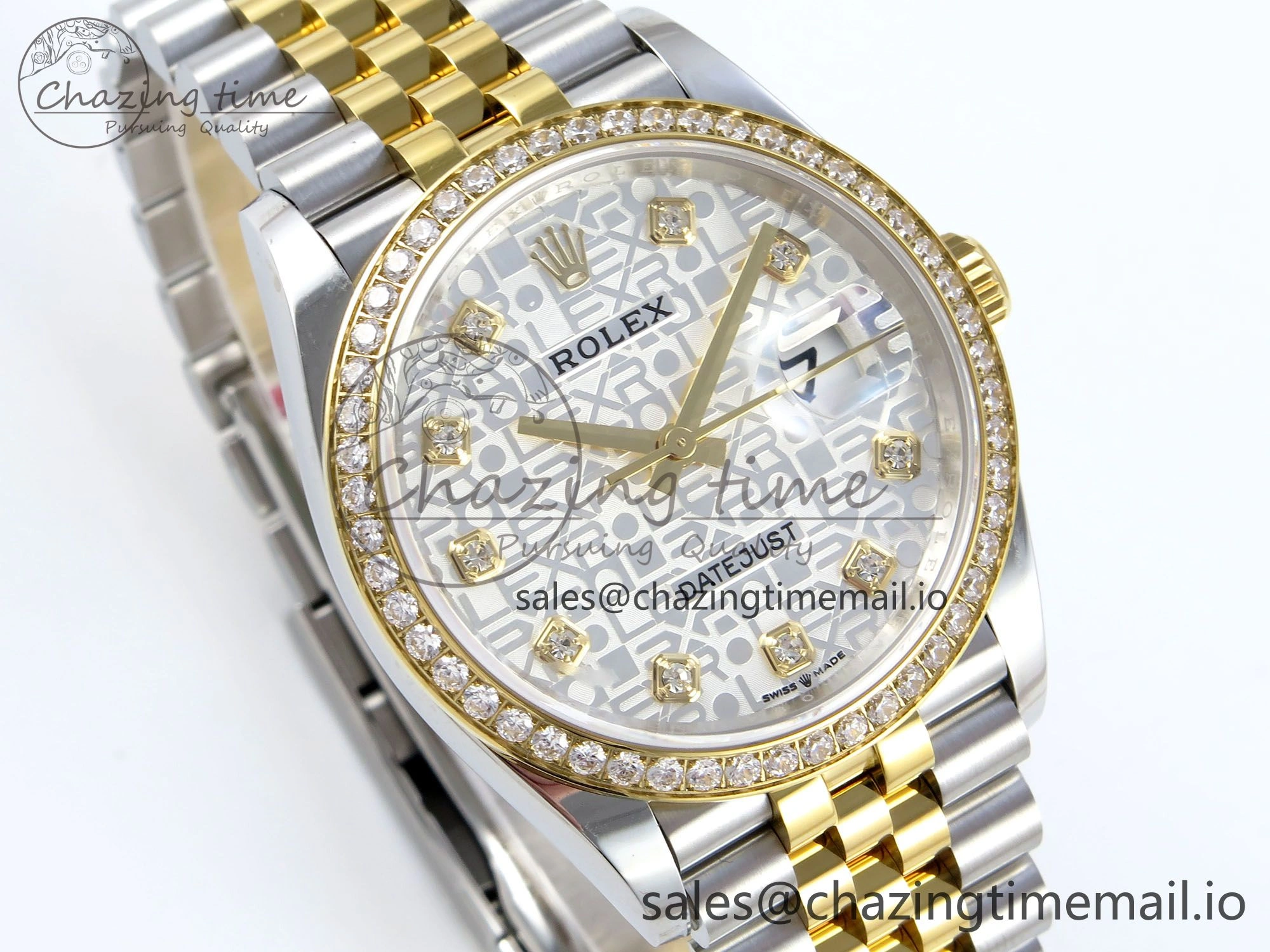 DateJust 36 126283RBR EWEF Best Edition Rolxx White Diamonds Dial on SS YG Jubilee Bracelet A3235