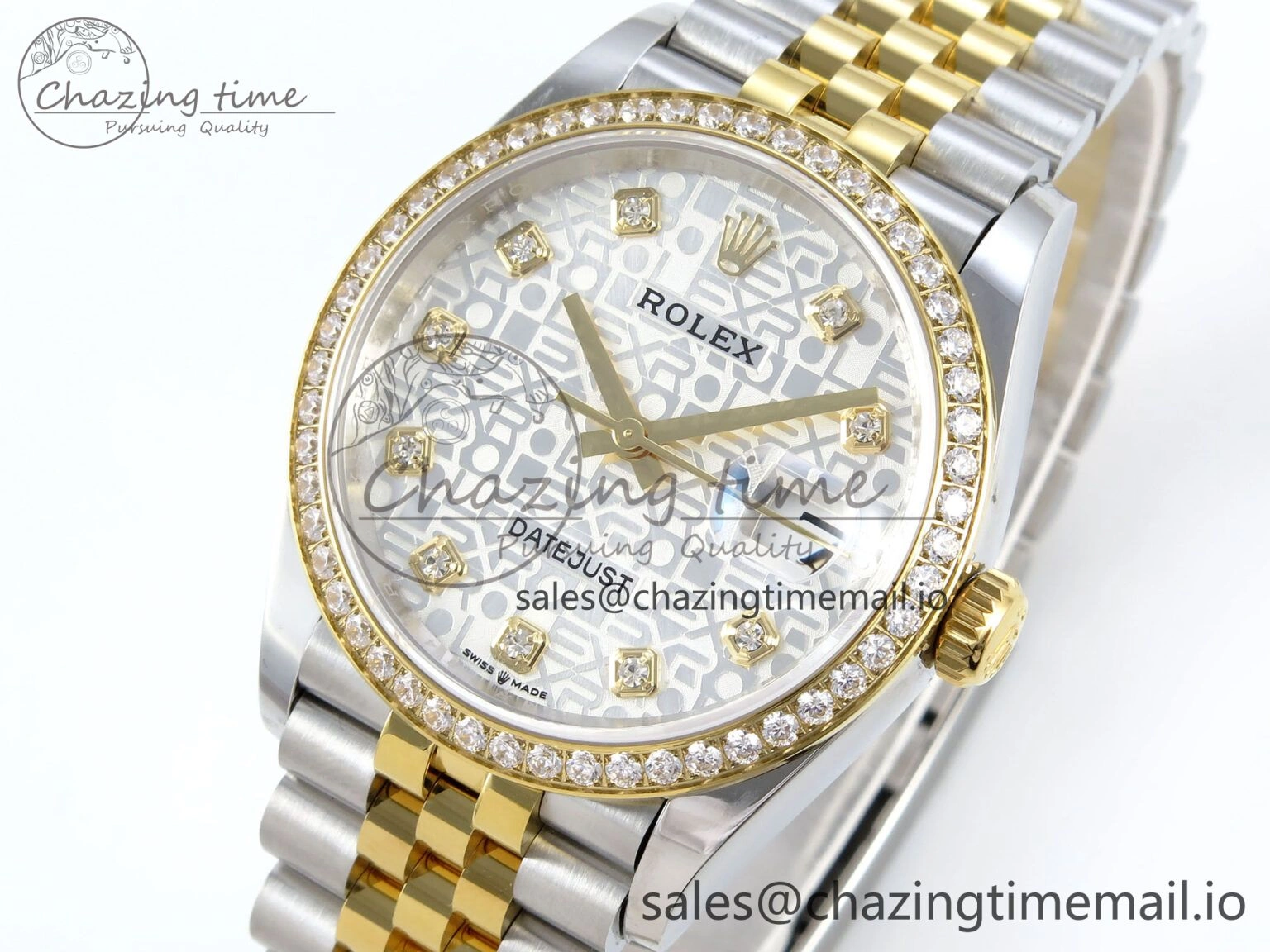 DateJust 36 126283RBR EWEF Best Edition Rolxx White Diamonds Dial on SS YG Jubilee Bracelet A3235