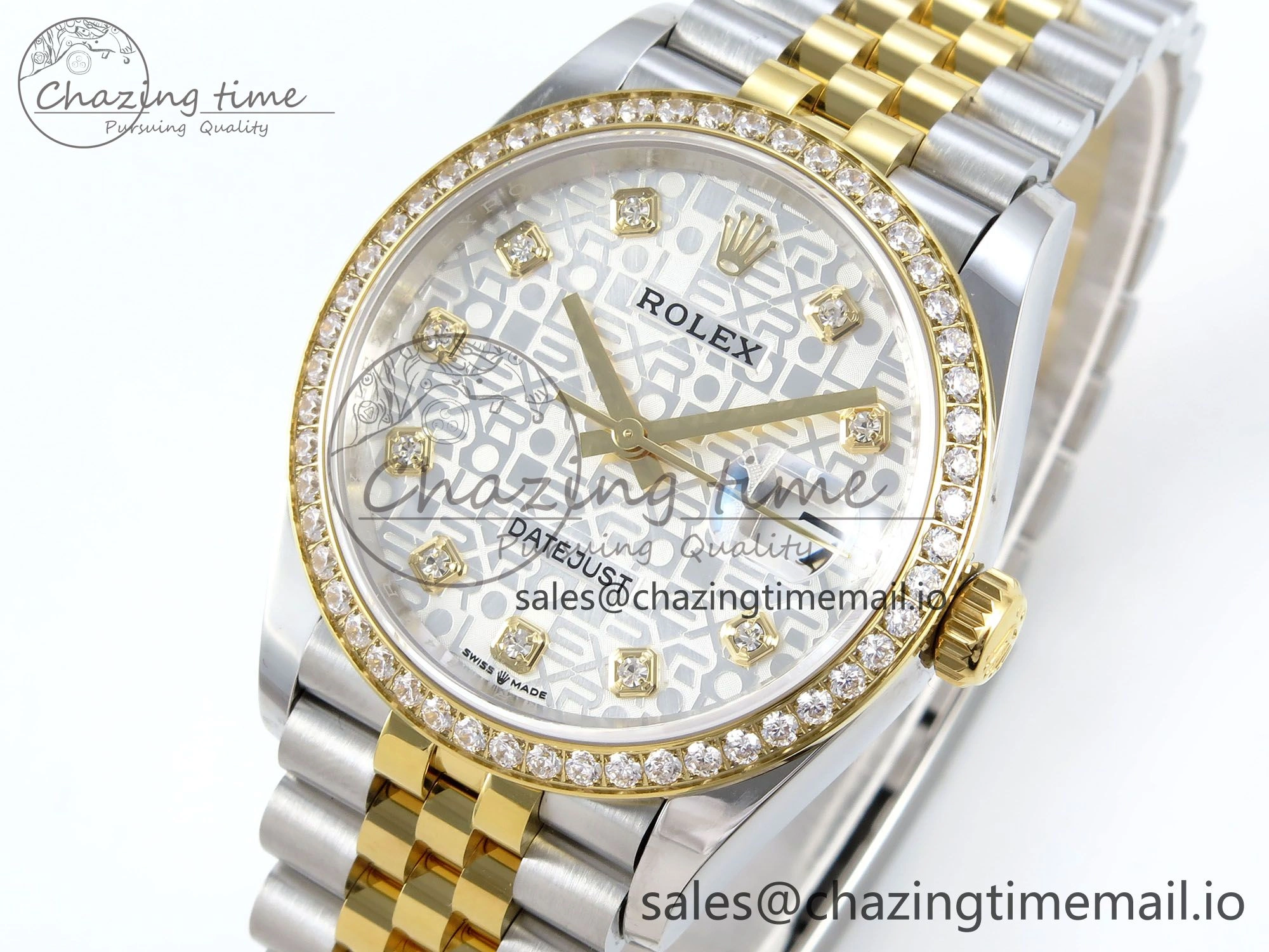 DateJust 36 126283RBR EWEF Best Edition Rolxx White Diamonds Dial on SS YG Jubilee Bracelet A3235
