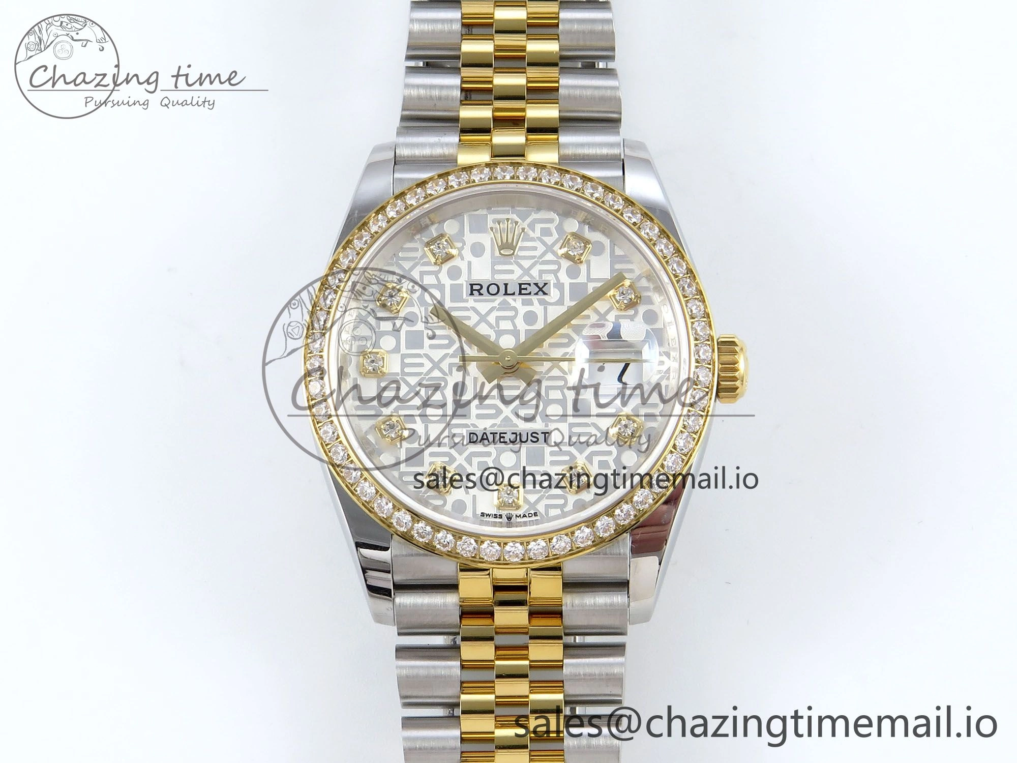 DateJust 36 126283RBR EWEF Best Edition Rolxx White Diamonds Dial on SS YG Jubilee Bracelet A3235