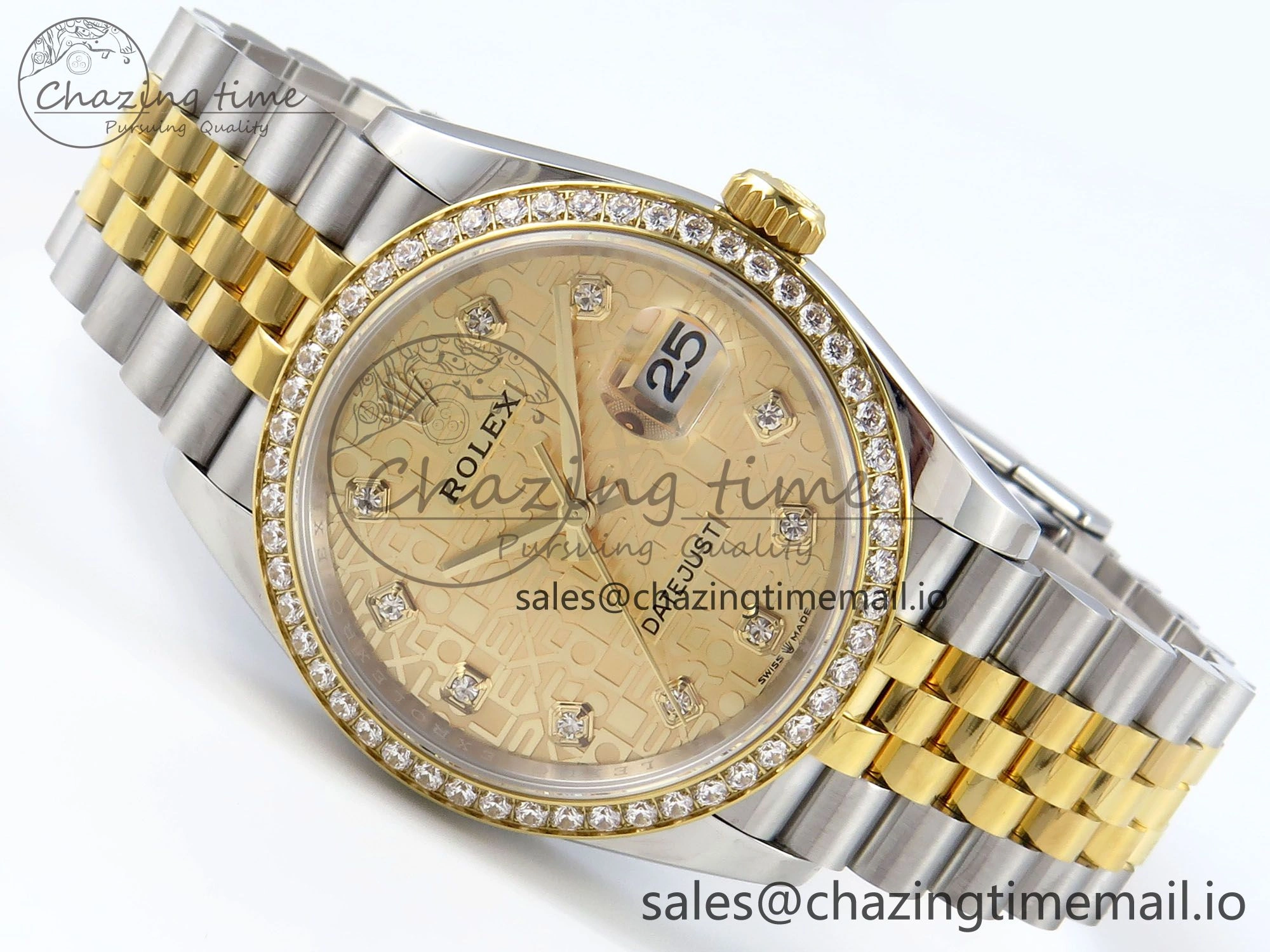 DateJust 36 126283RBR EWEF Best Edition Rolxx YG Diamonds Dial on SS YG Jubilee Bracelet A3235