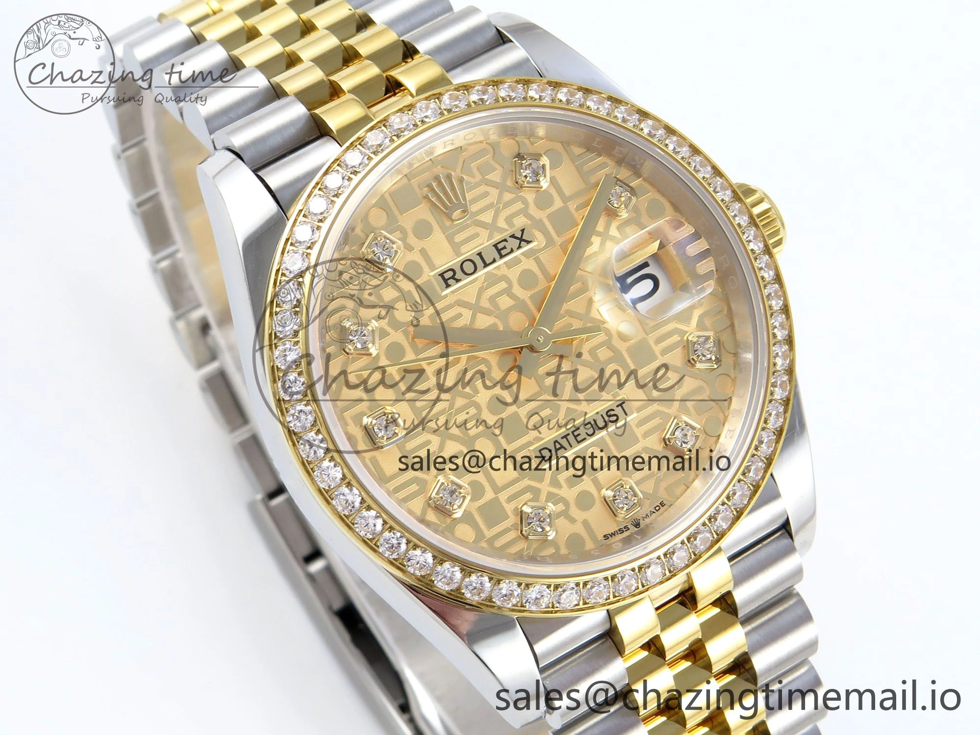 DateJust 36 126283RBR EWEF Best Edition Rolxx YG Diamonds Dial on SS YG Jubilee Bracelet A3235