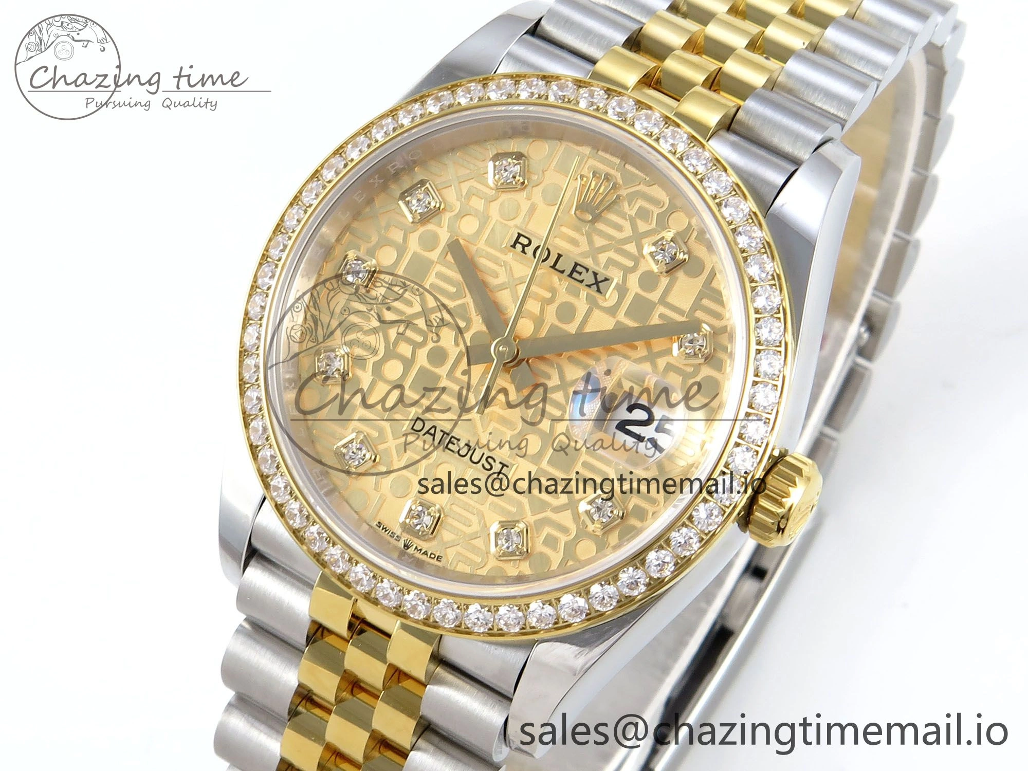 DateJust 36 126283RBR EWEF Best Edition Rolxx YG Diamonds Dial on SS YG Jubilee Bracelet A3235