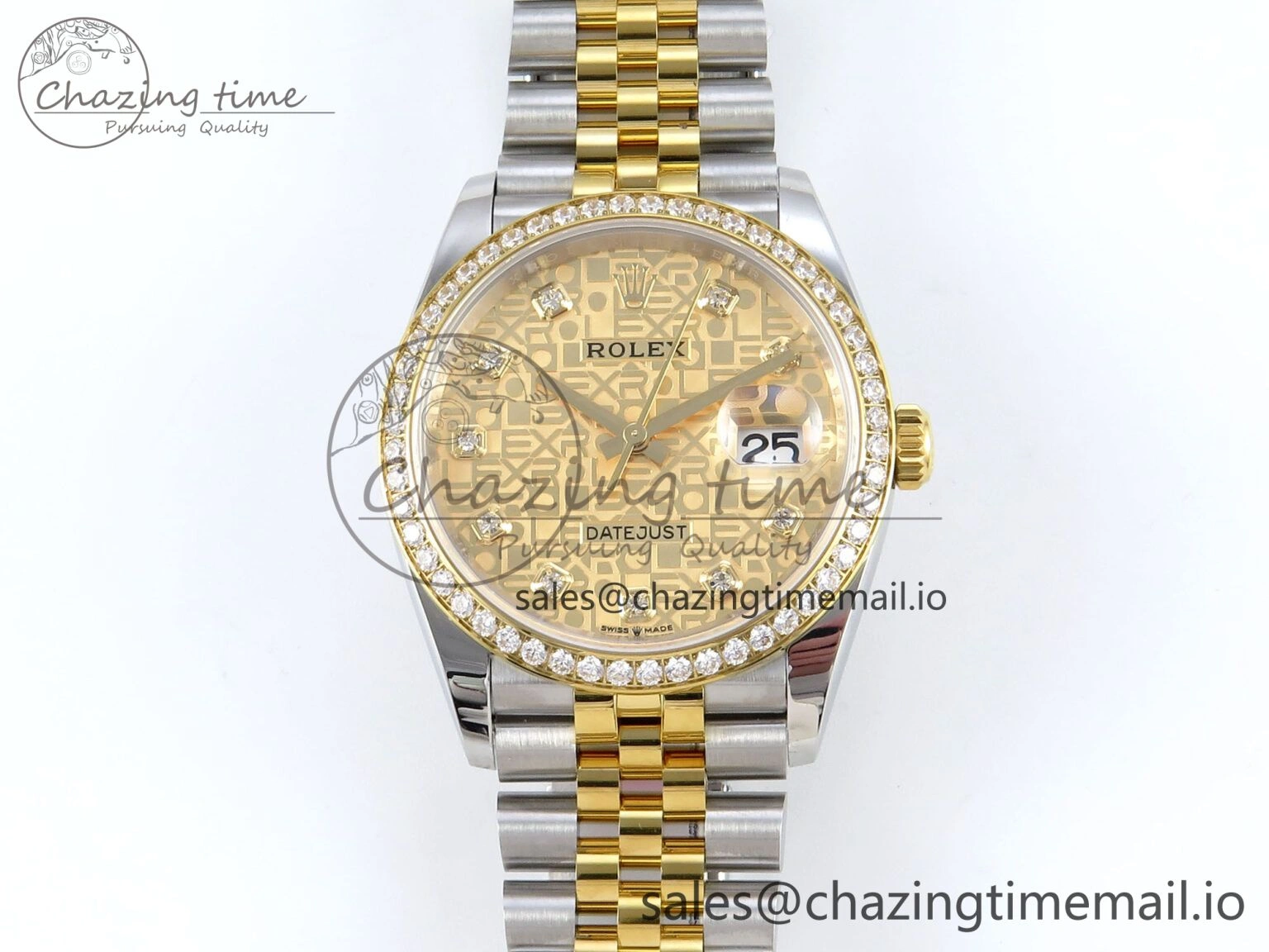 DateJust 36 126283RBR EWEF Best Edition Rolxx YG Diamonds Dial on SS YG Jubilee Bracelet A3235