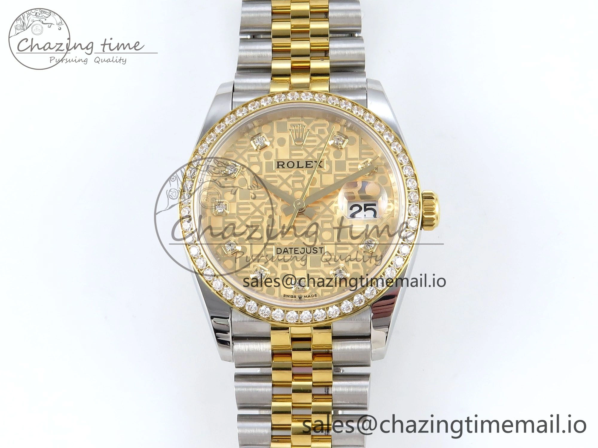 DateJust 36 126283RBR EWEF Best Edition Rolxx YG Diamonds Dial on SS YG Jubilee Bracelet A3235
