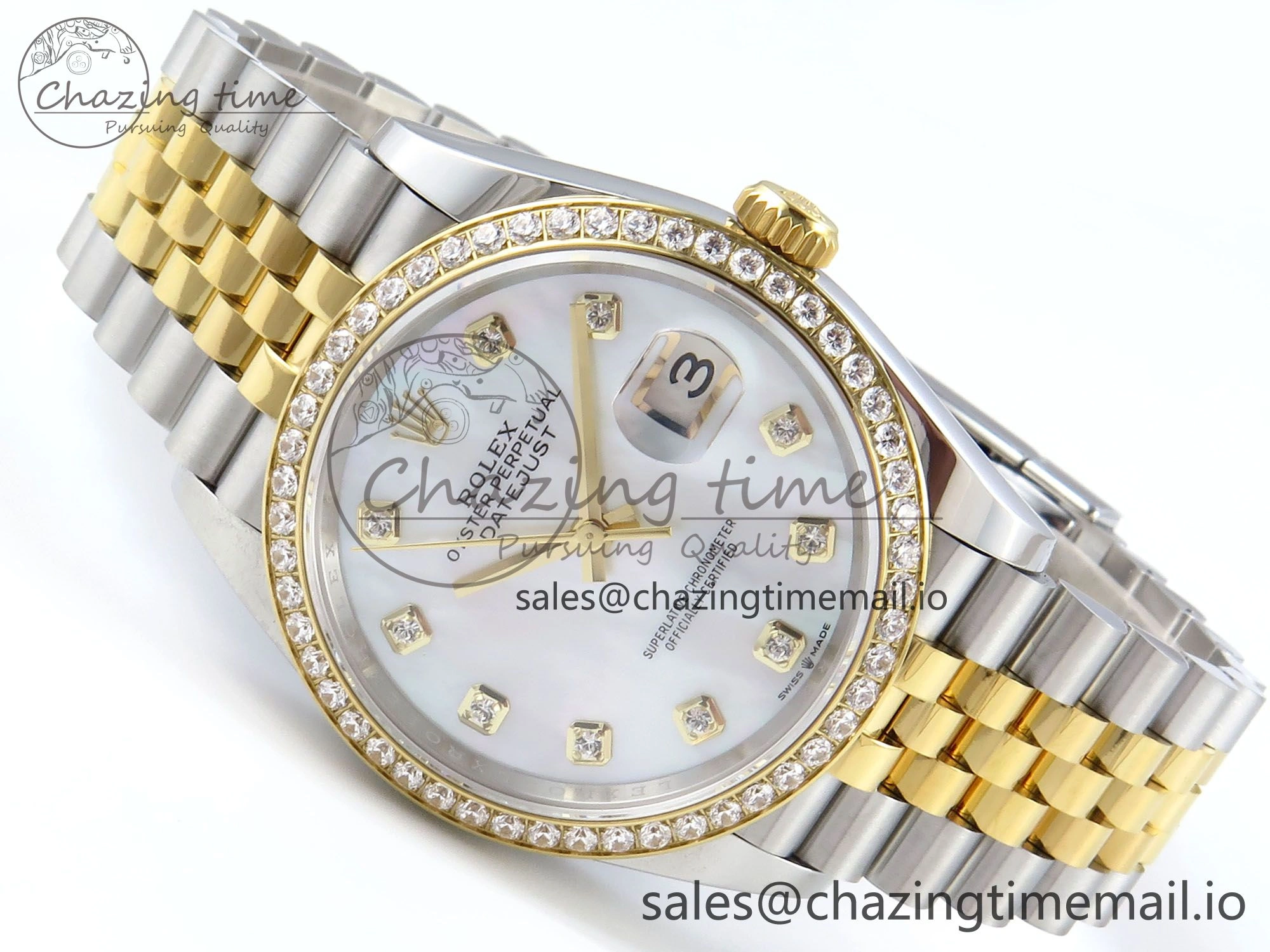 DateJust 36 126283RBR EWEF Best Edition White MOP Diamonds Dial on SS YG Jubilee Bracelet A3235