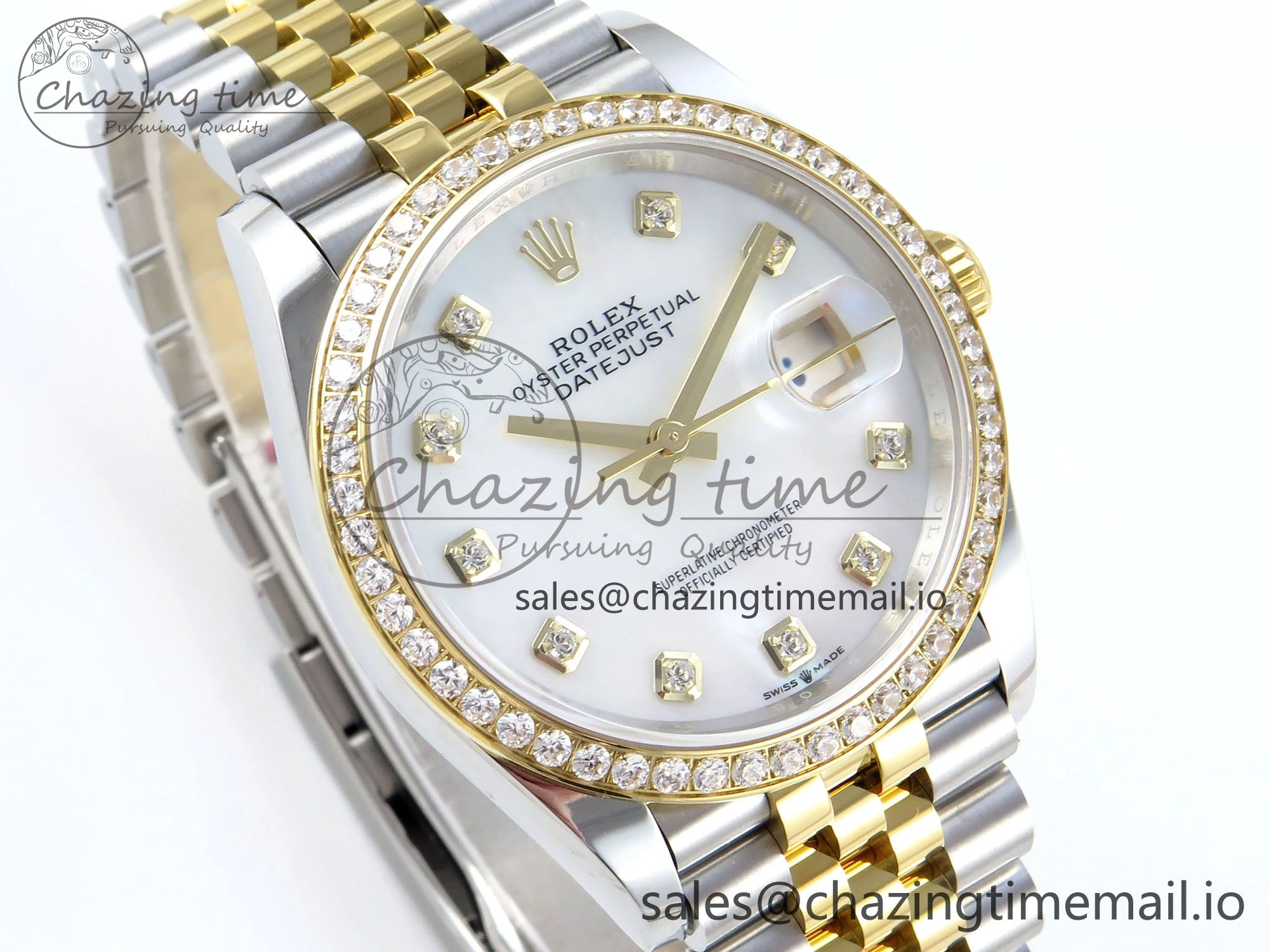 DateJust 36 126283RBR EWEF Best Edition White MOP Diamonds Dial on SS YG Jubilee Bracelet A3235