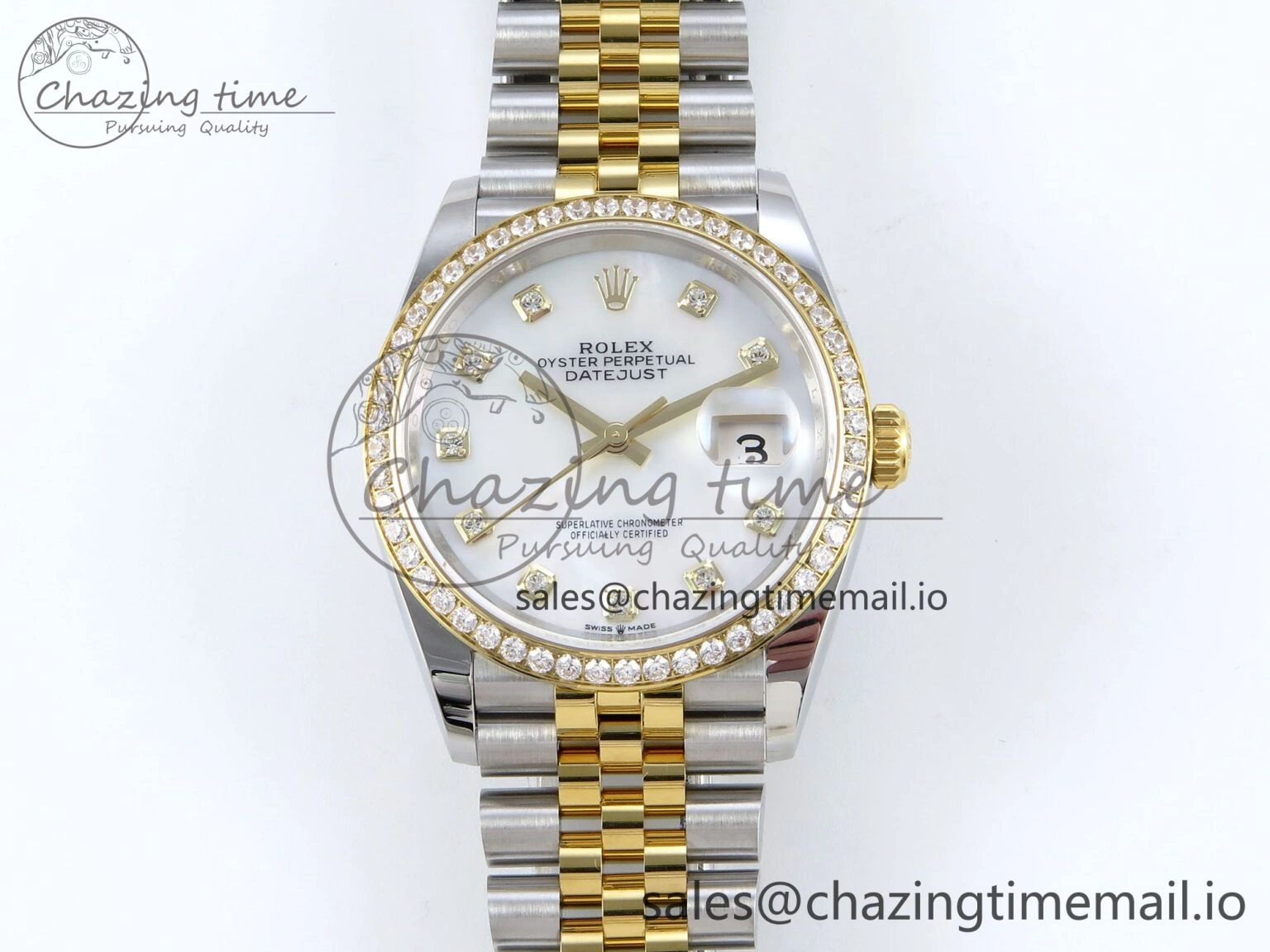 DateJust 36 126283RBR EWEF Best Edition White MOP Diamonds Dial on SS YG Jubilee Bracelet A3235