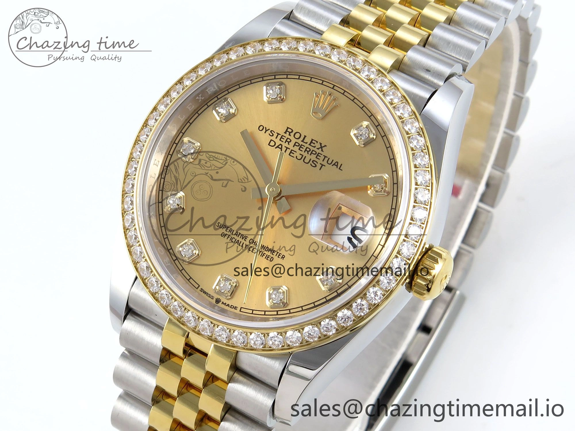 DateJust 36 126283RBR EWEF Best Edition YG Diamonds Dial on SS YG Jubilee Bracelet A3235