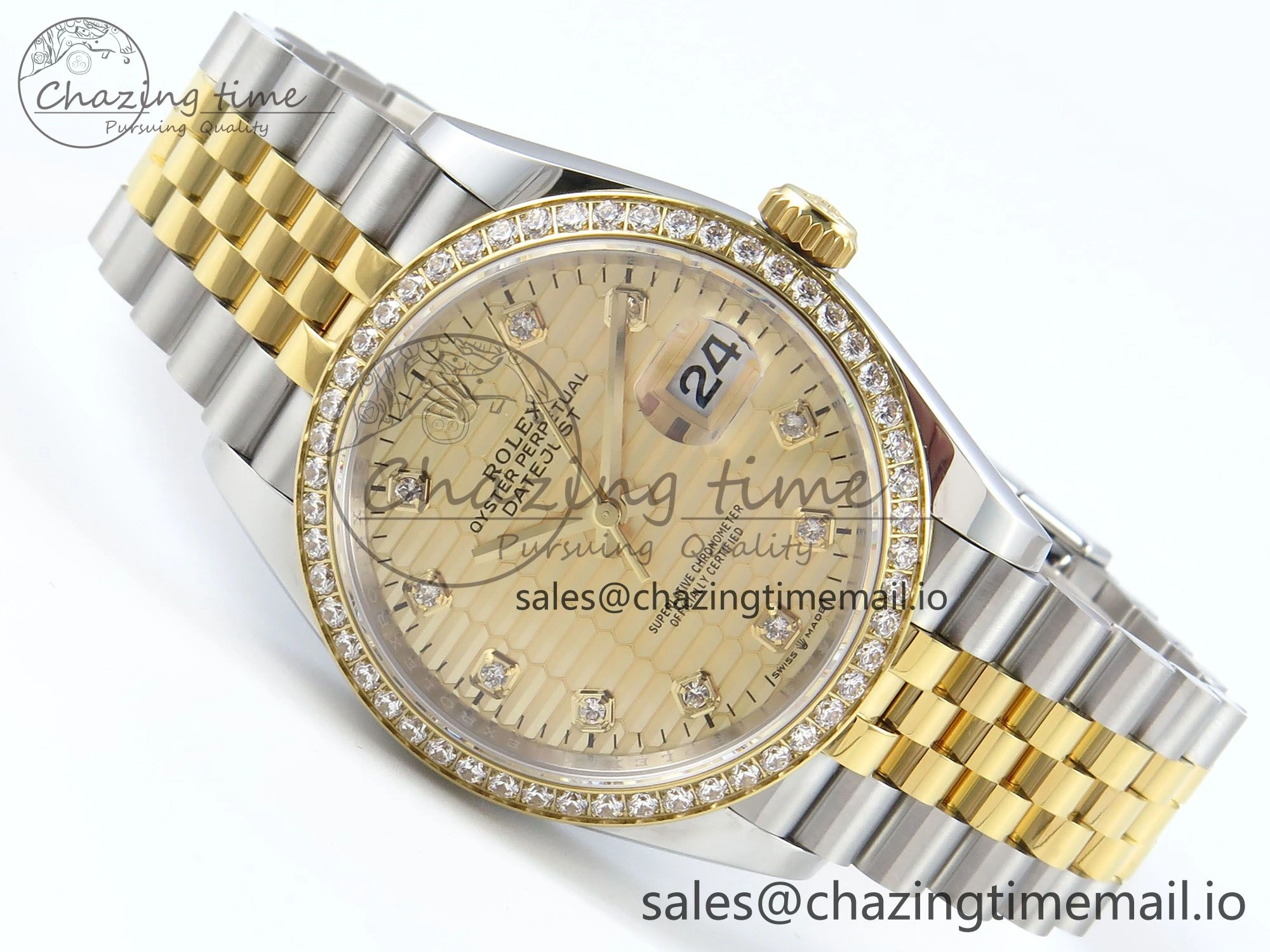 DateJust 36 126283RBR EWEF Best Edition YG Textured Diamonds Dial on SS YG Jubilee Bracelet A3235
