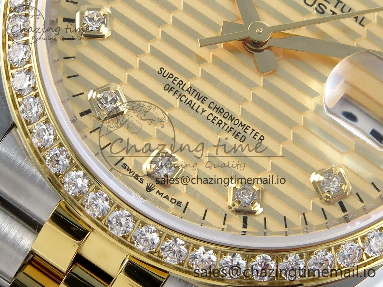 DateJust 36 126283RBR EWEF Best Edition YG Textured Diamonds Dial on SS YG Jubilee Bracelet A3235
