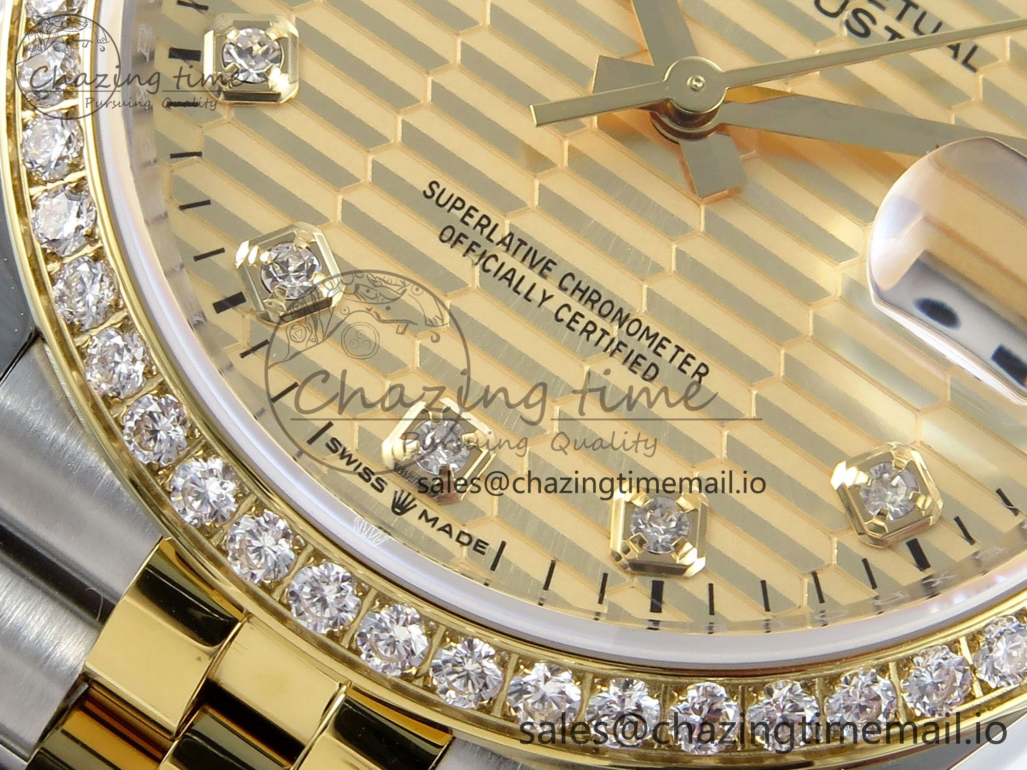 DateJust 36 126283RBR EWEF Best Edition YG Textured Diamonds Dial on SS YG Jubilee Bracelet A3235