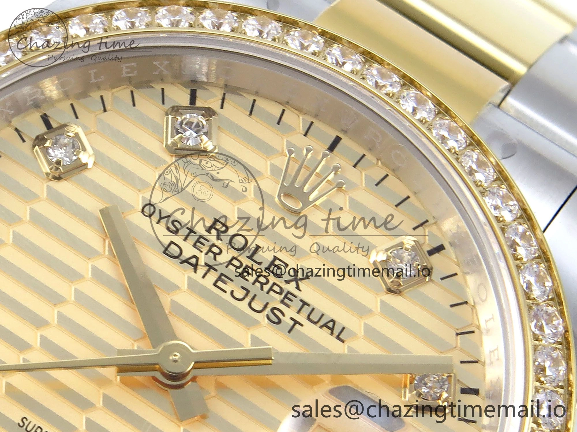 DateJust 36 126283RBR EWEF Best Edition YG Textured Diamonds Dial on SS YG Oyster Bracelet A3235