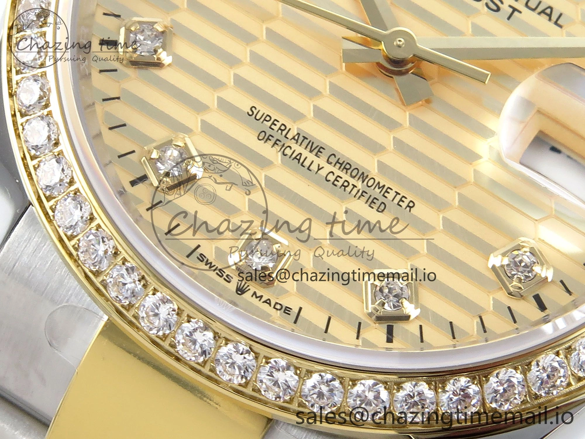 DateJust 36 126283RBR EWEF Best Edition YG Textured Diamonds Dial on SS YG Oyster Bracelet A3235