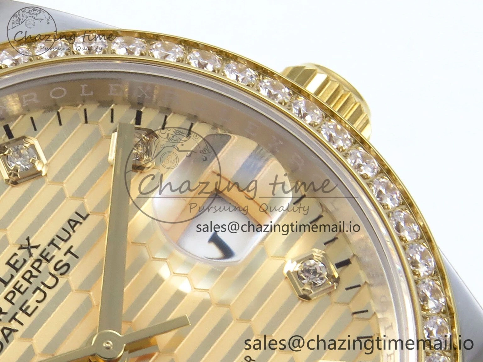 DateJust 36 126283RBR EWEF Best Edition YG Textured Diamonds Dial on SS YG Oyster Bracelet A3235