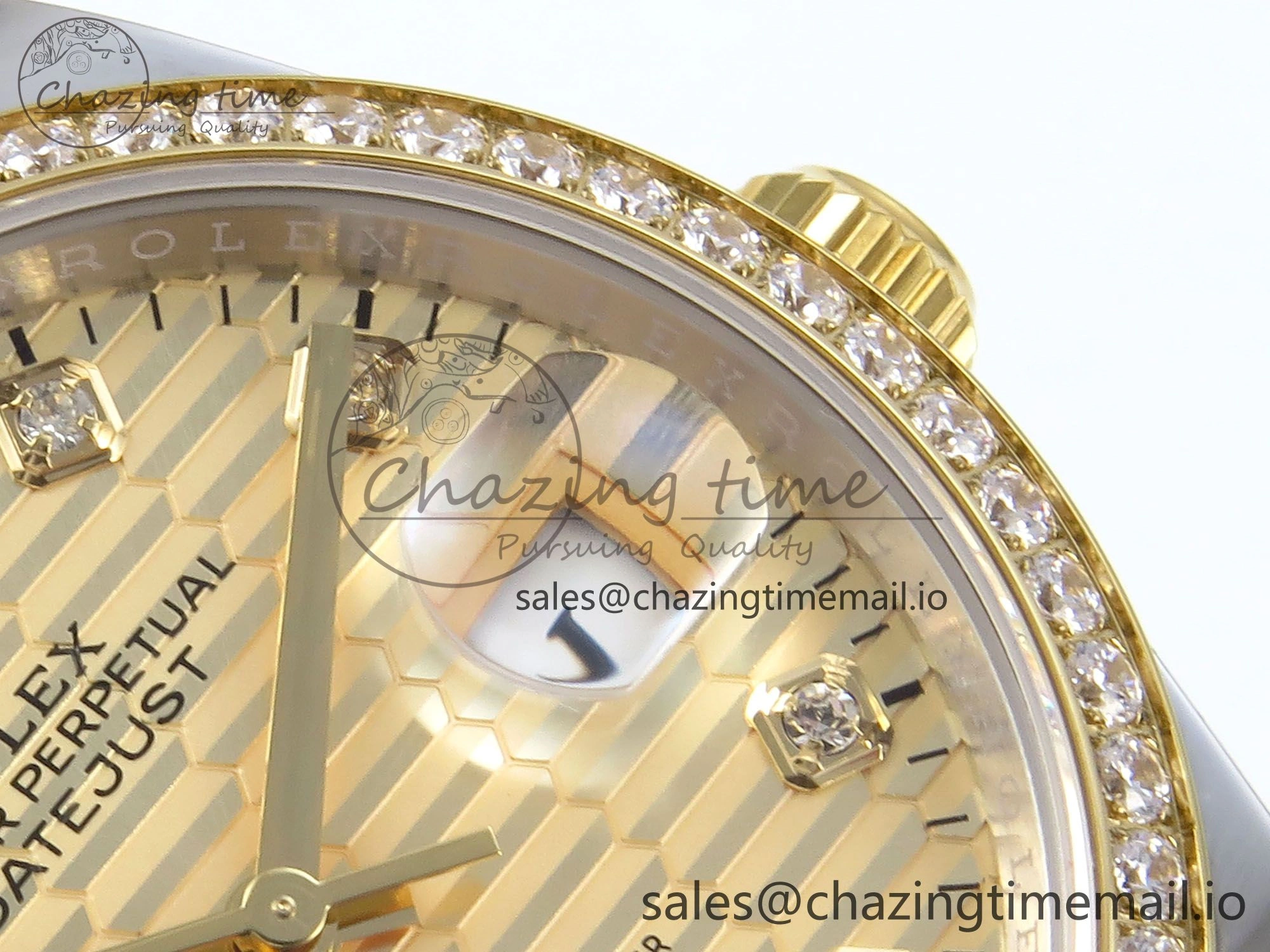DateJust 36 126283RBR EWEF Best Edition YG Textured Diamonds Dial on SS YG Oyster Bracelet A3235