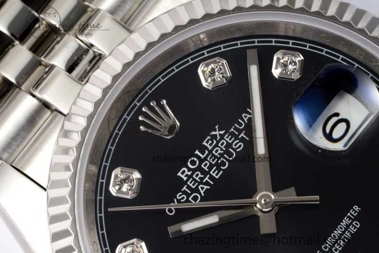 DateJust 36 DIWF 1:1 Best Edition 904L Steel Black Diamonds Dial on Jubilee Bracelet SA3235